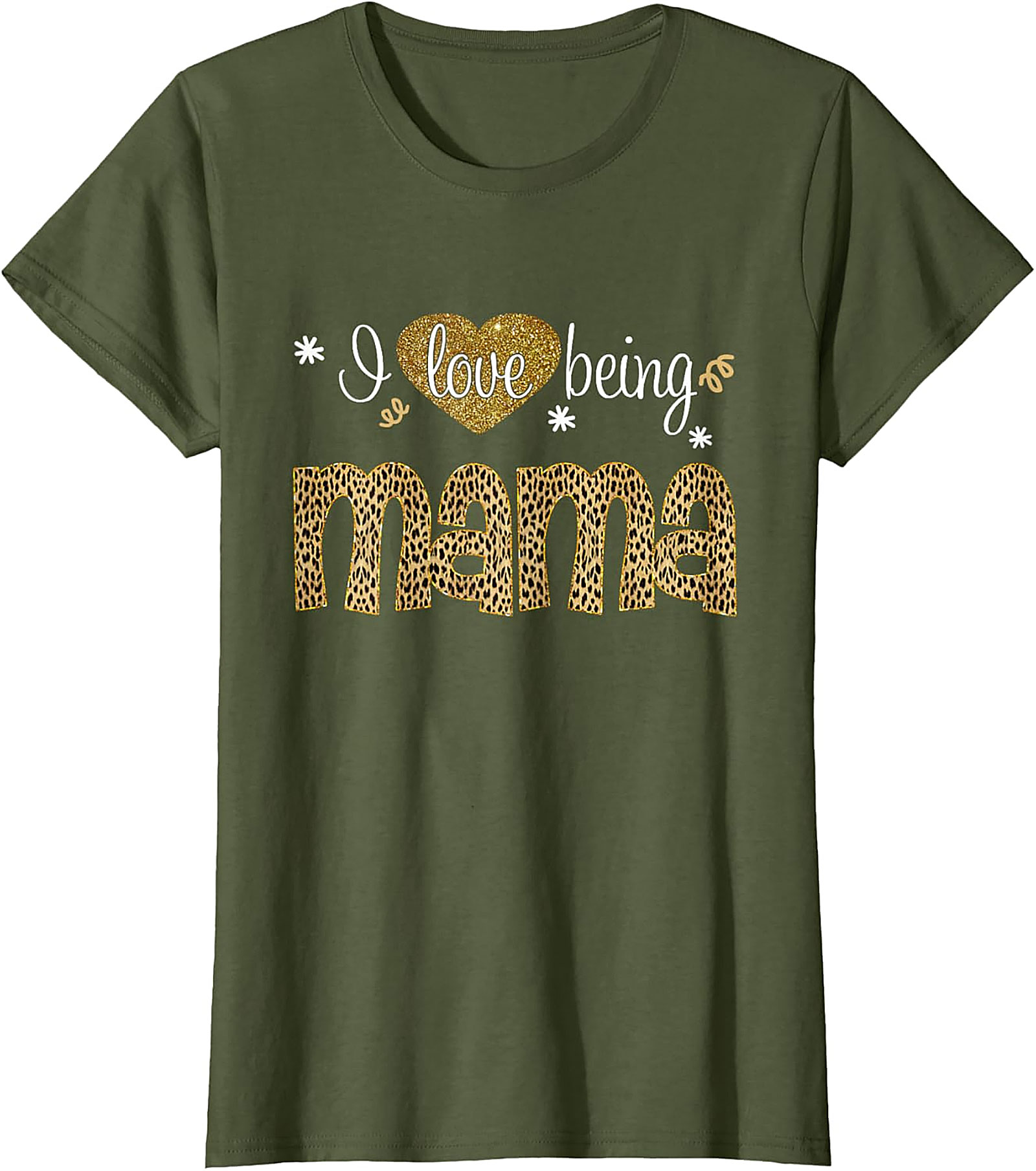  I Love Being Mama T-Shirt Leopard & Gold Graphic Tee