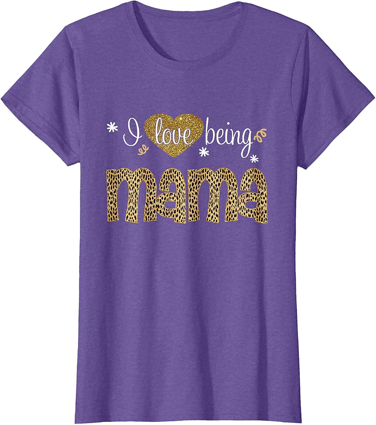  I Love Being Mama T-Shirt Leopard & Gold Graphic Tee