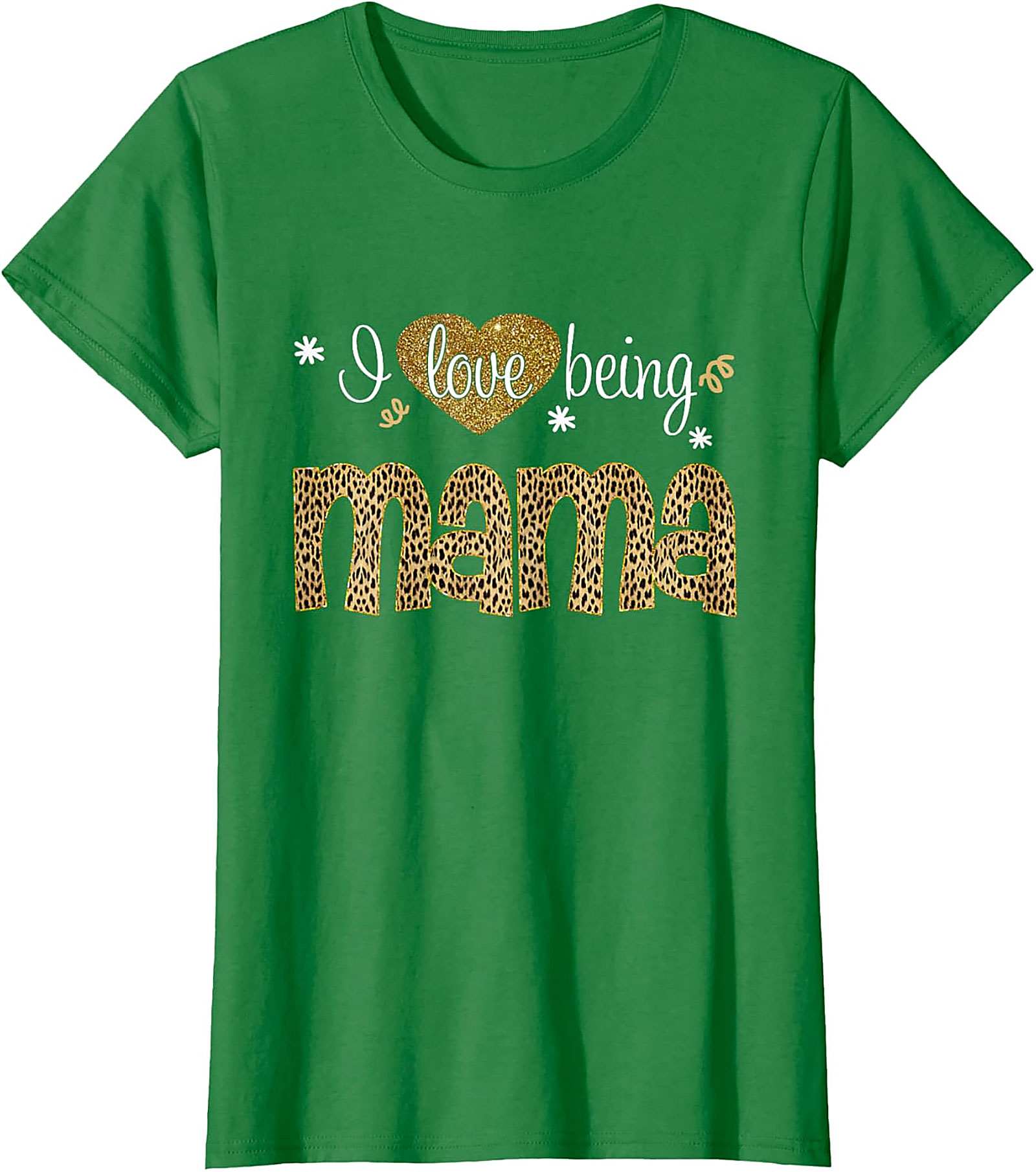  I Love Being Mama T-Shirt Leopard & Gold Graphic Tee
