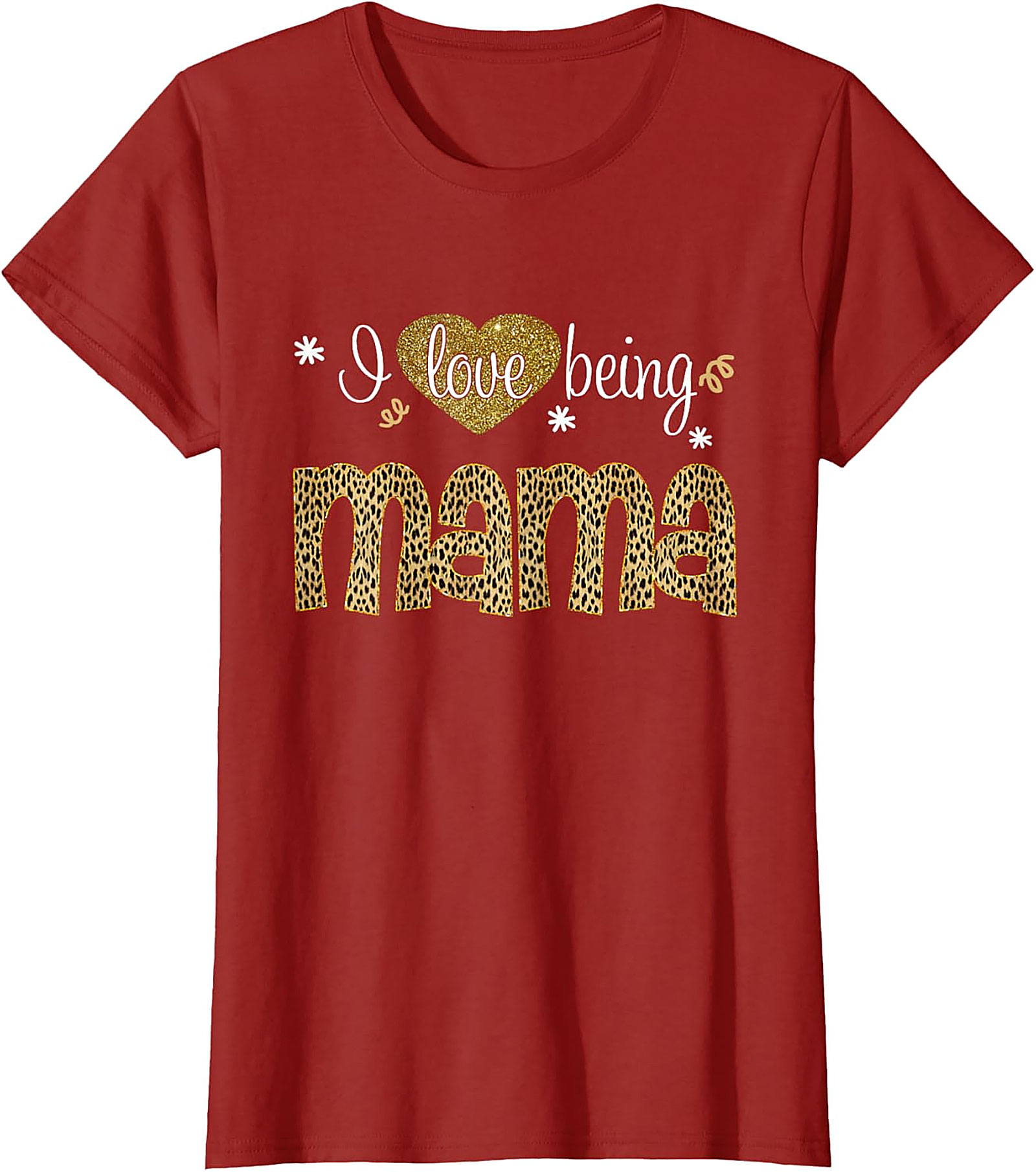 I Love Being Mama T-Shirt Leopard & Gold Graphic Tee