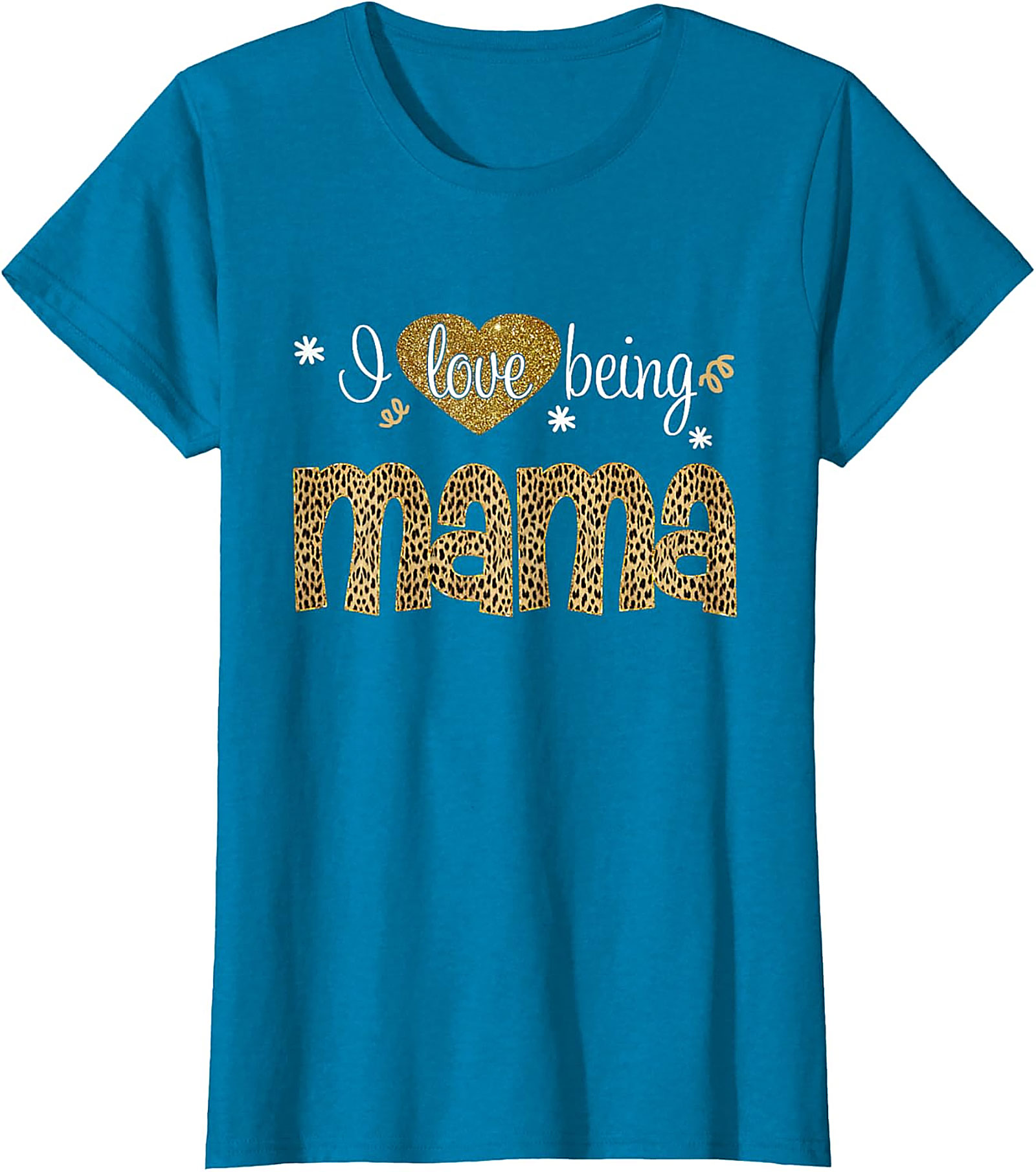  I Love Being Mama T-Shirt Leopard & Gold Graphic Tee