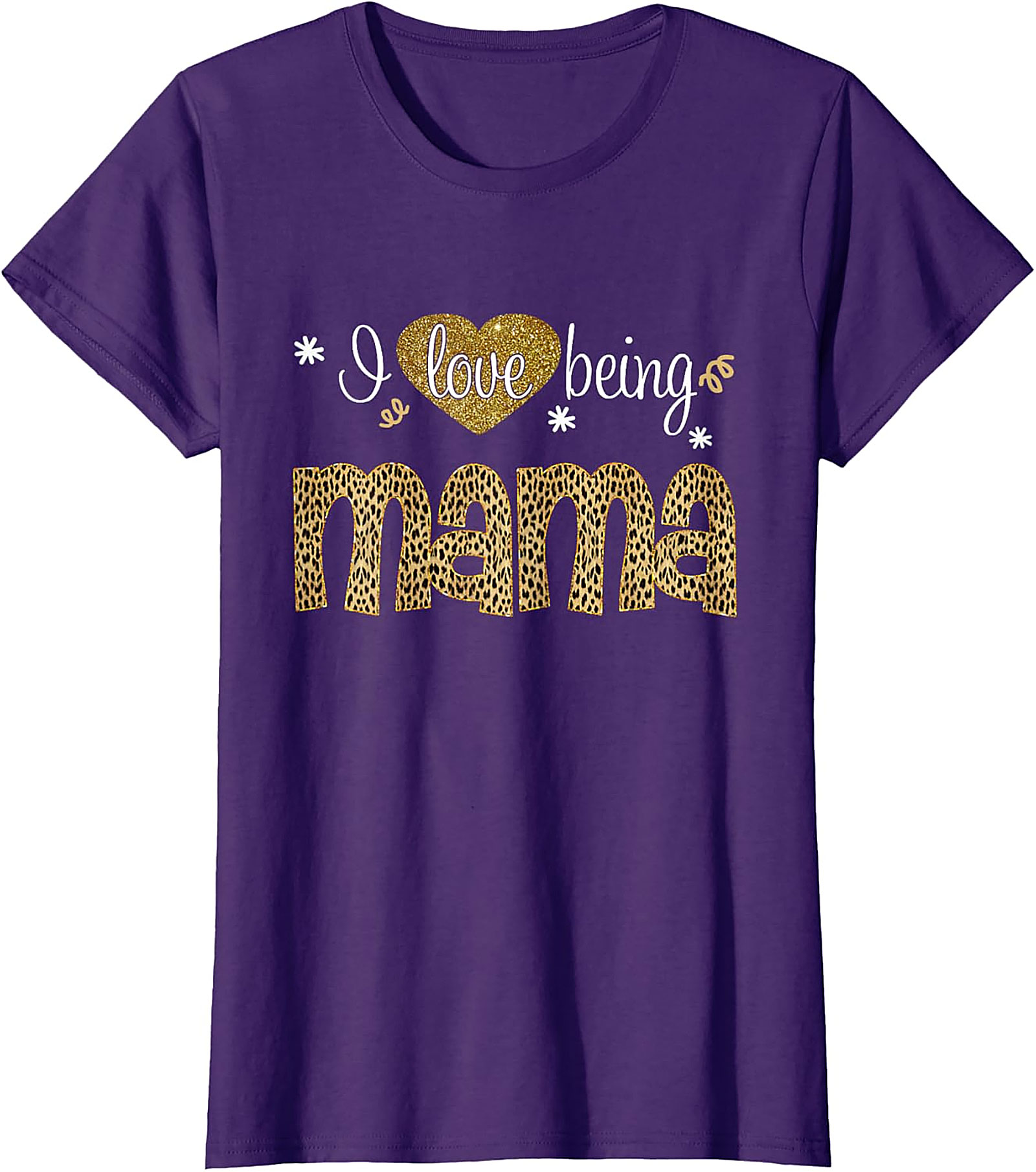  I Love Being Mama T-Shirt Leopard & Gold Graphic Tee