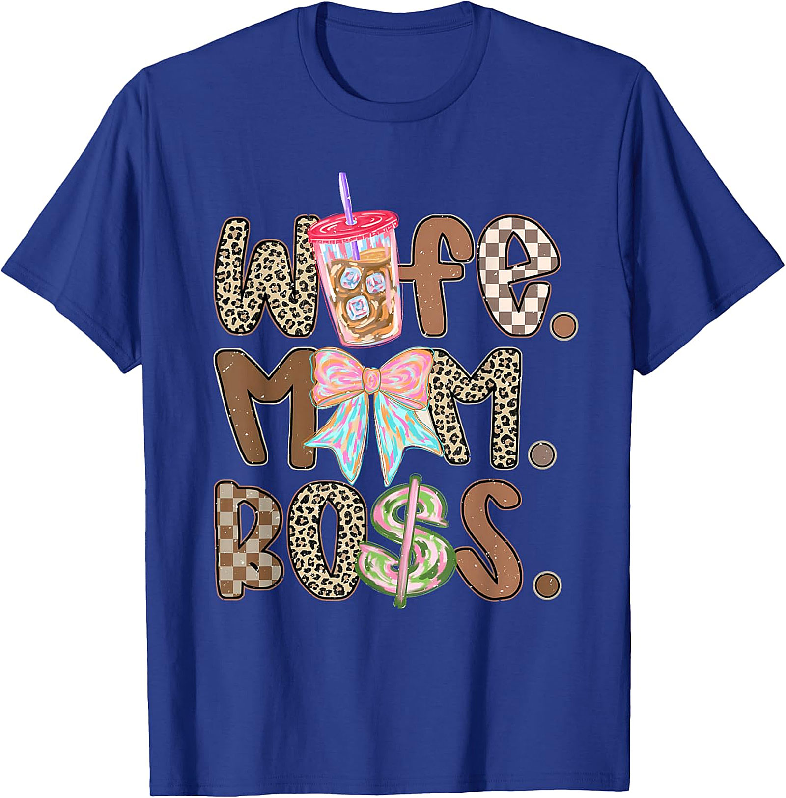 Wife Mom Boss T-shirt | Trendy Leopard & Coffee Graphic Tee
