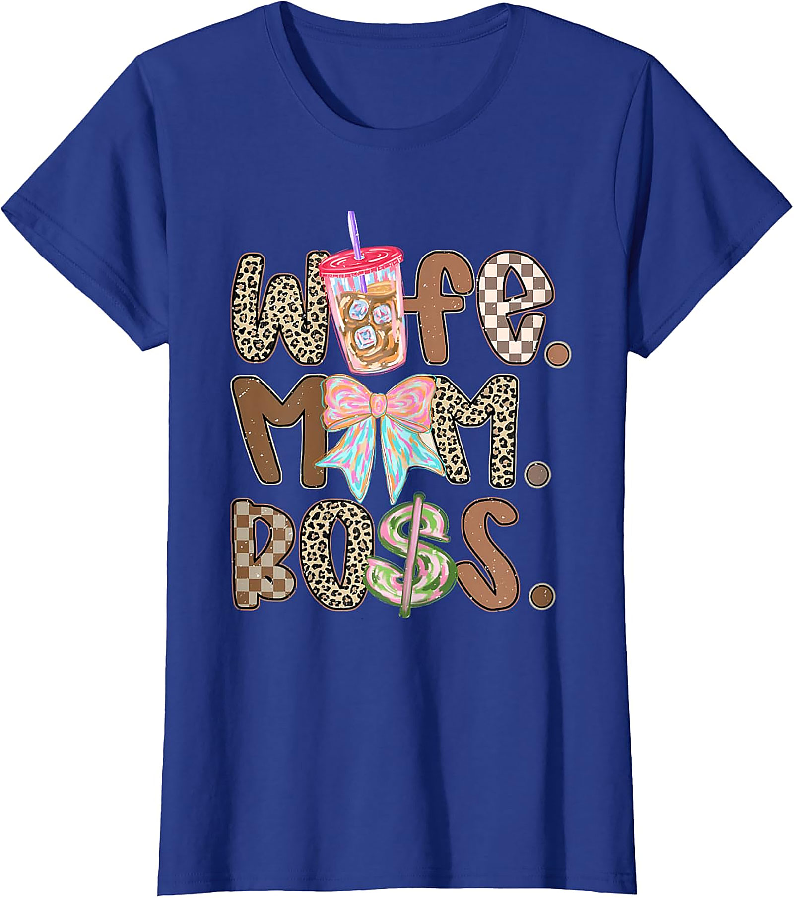 Wife Mom Boss T-shirt | Trendy Leopard & Coffee Graphic Tee