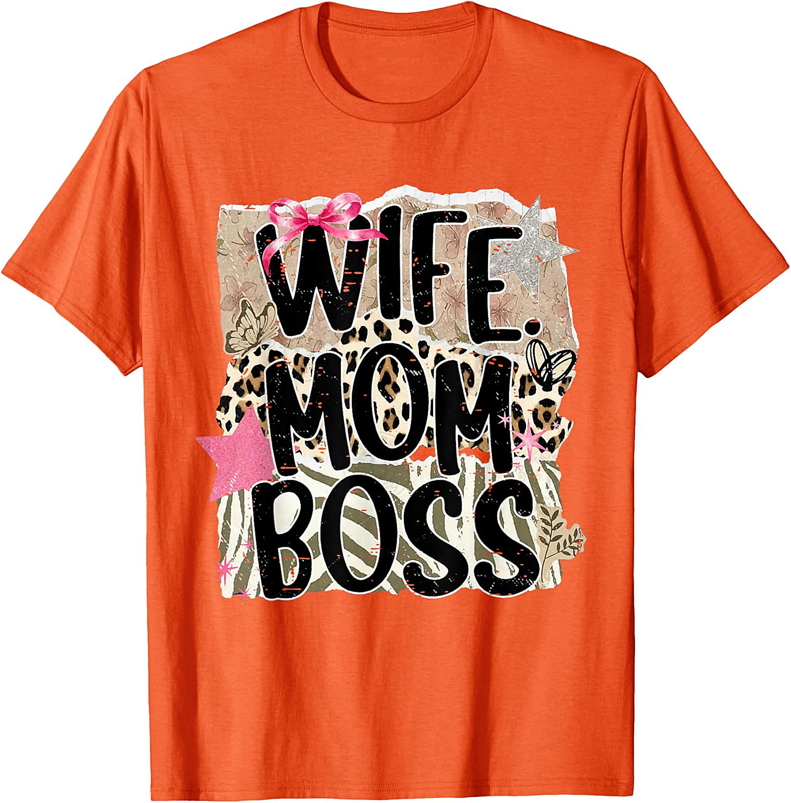 Wife Mom Boss T-shirt | Leopard Print Graphic Tee for Women