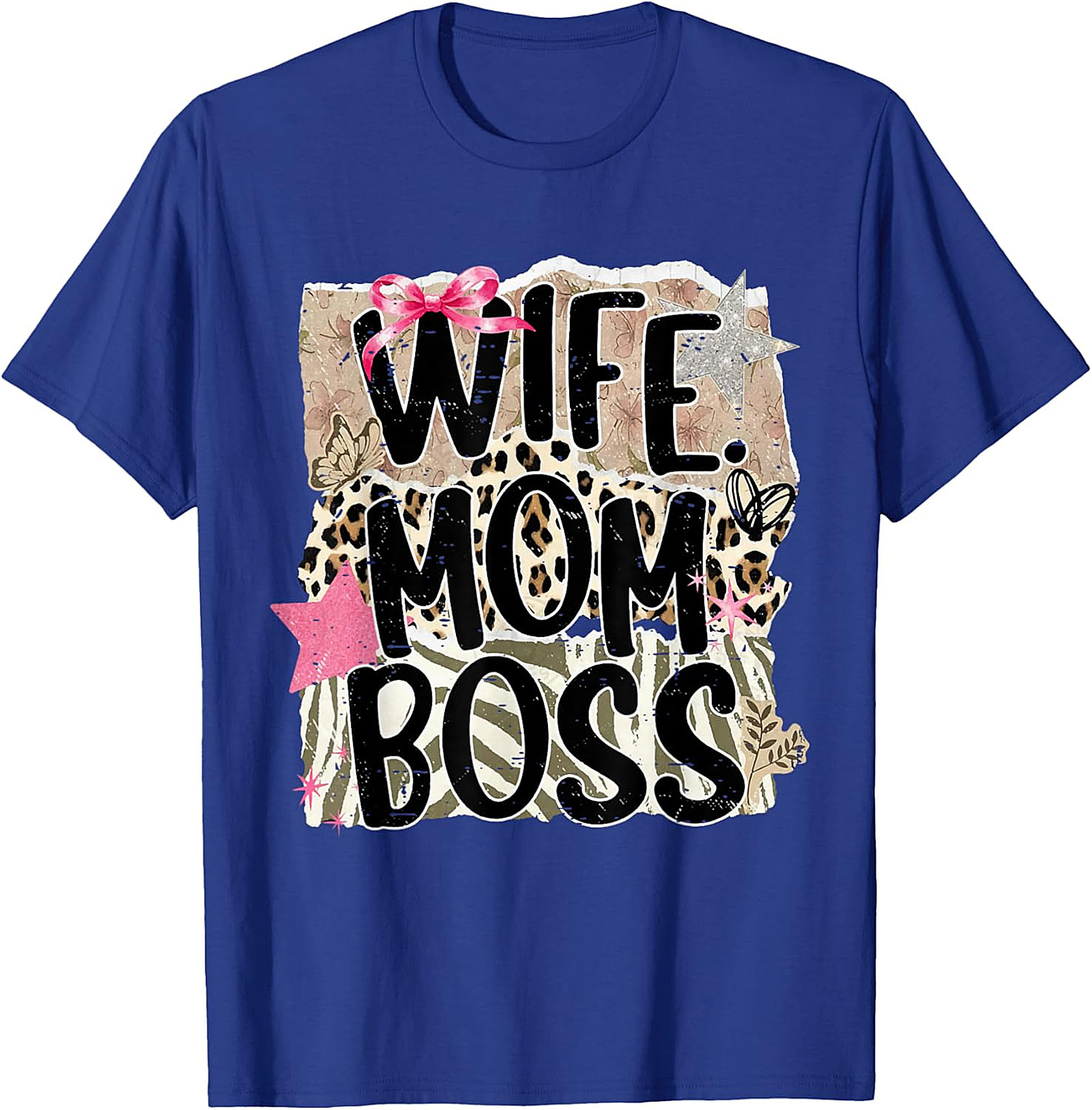 Wife Mom Boss T-shirt | Leopard Print Graphic Tee for Women