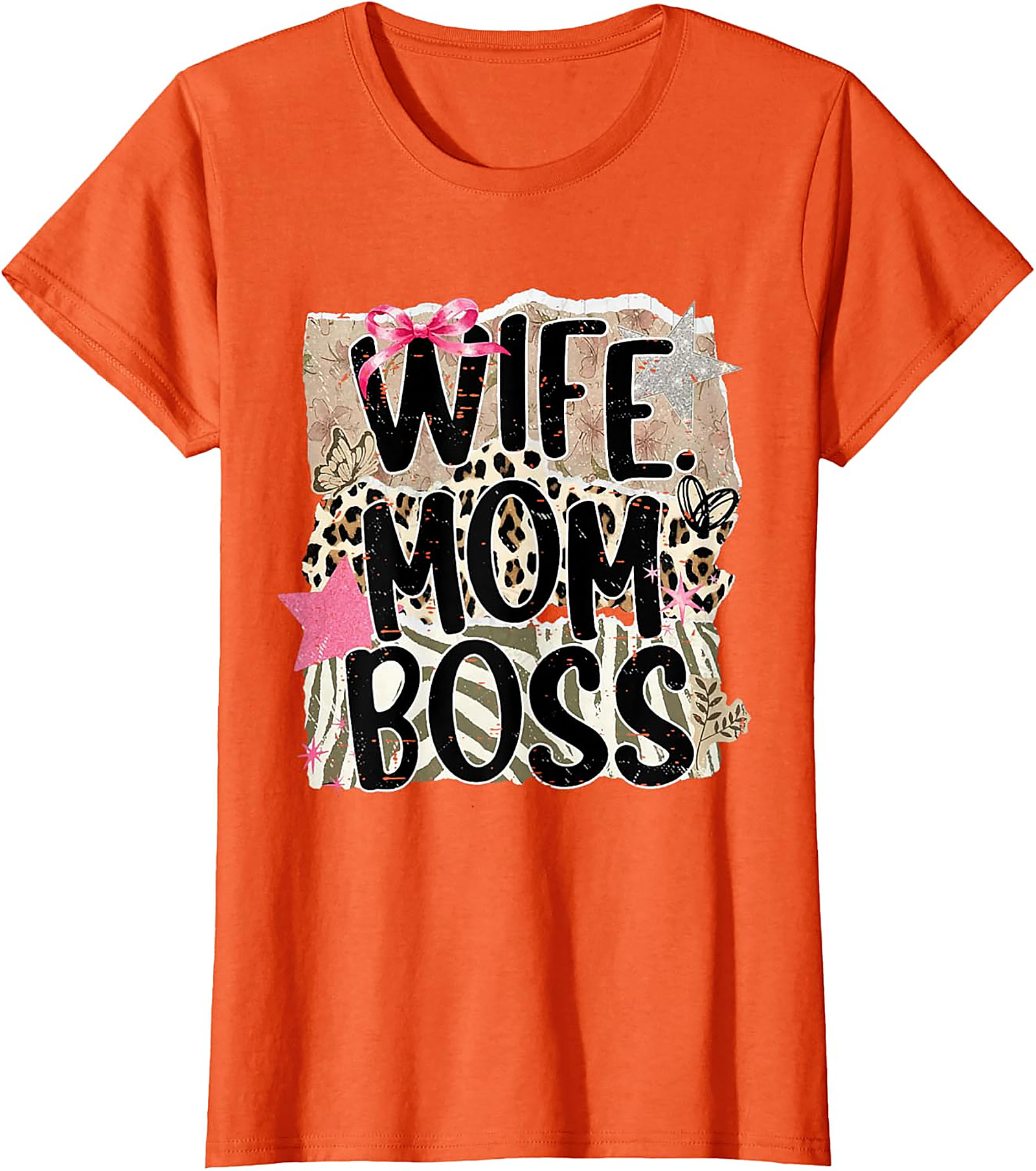 Wife Mom Boss T-shirt | Leopard Print Graphic Tee for Women