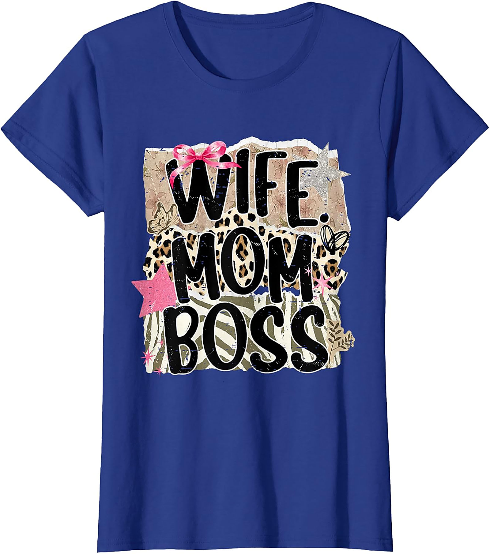 Wife Mom Boss T-shirt | Leopard Print Graphic Tee for Women