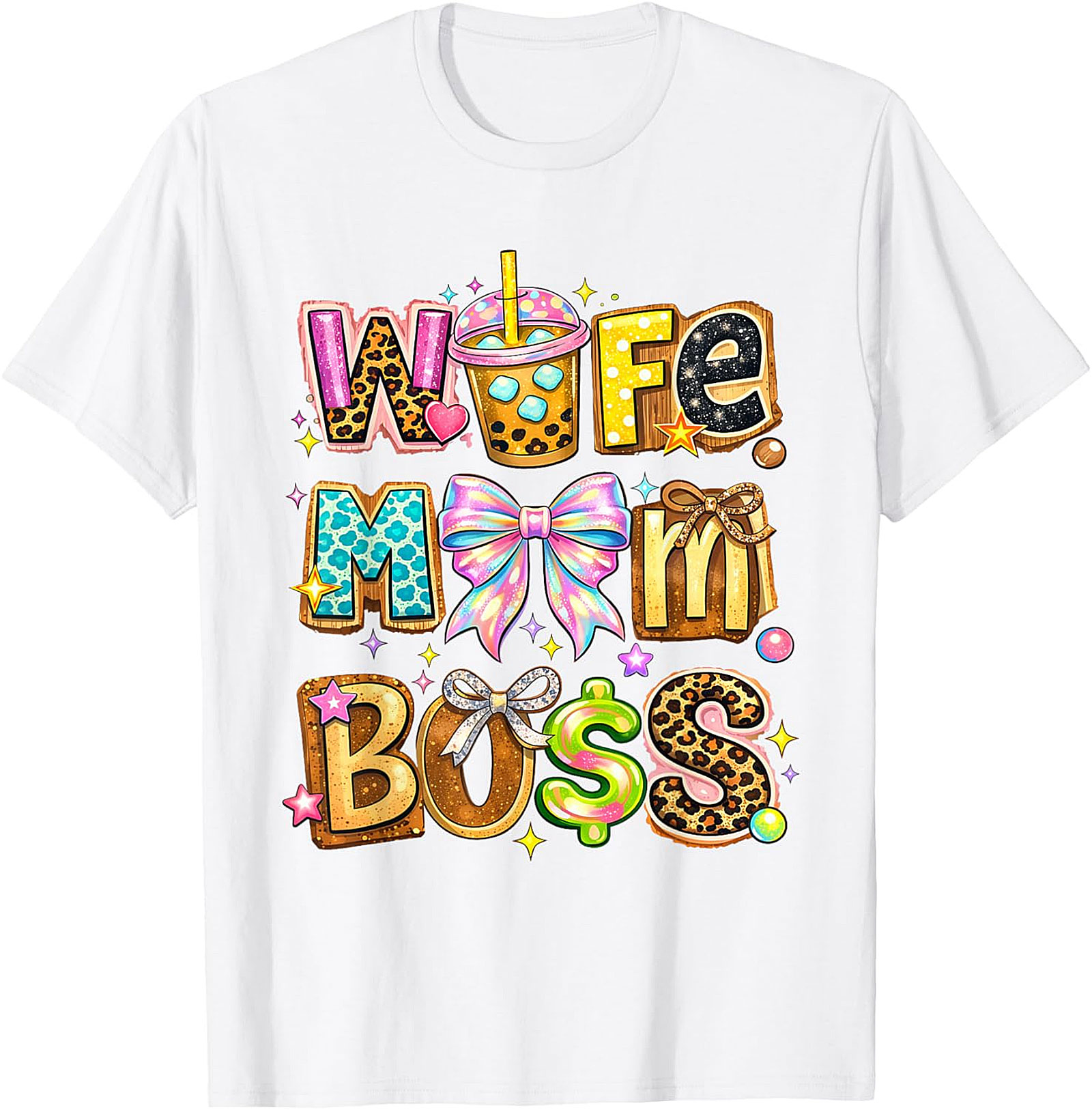 Wife Mom Boss T-Shirt | Trendy Coquette Mama Graphic Tee