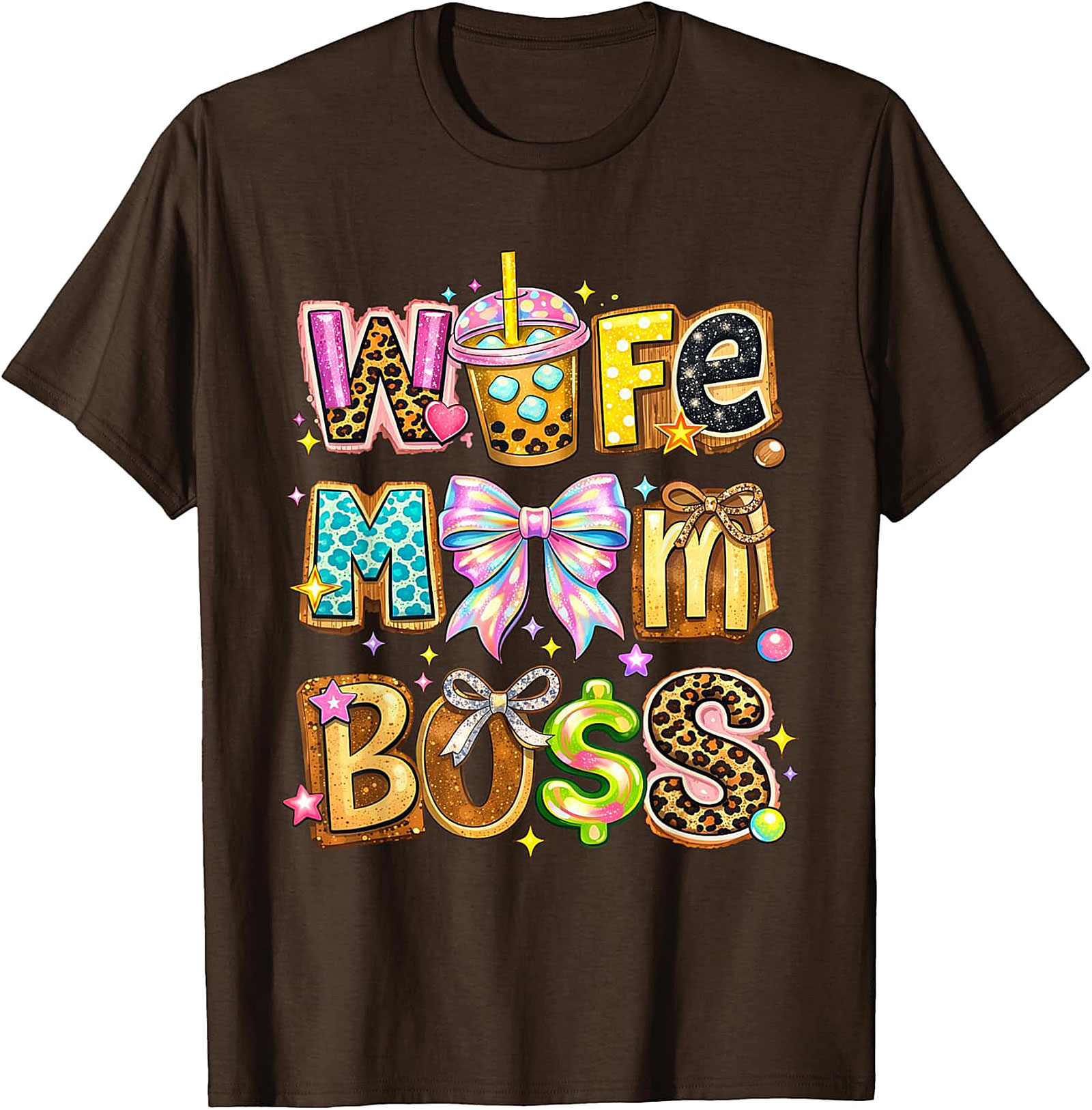Wife Mom Boss T-Shirt | Trendy Coquette Mama Graphic Tee