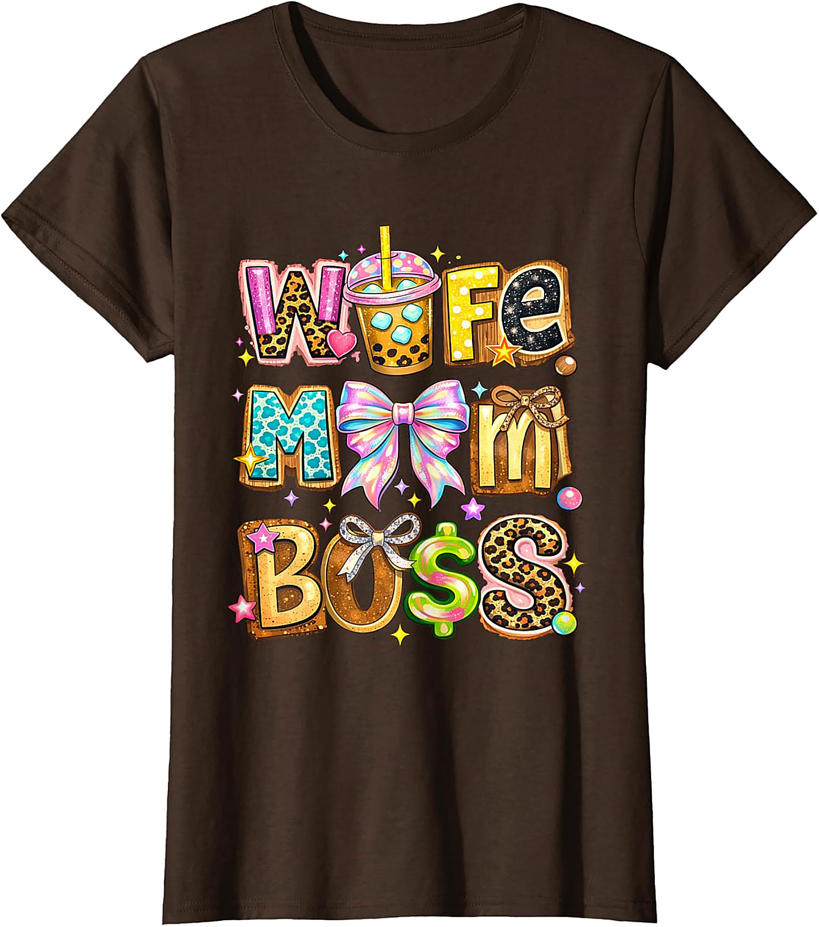 Wife Mom Boss T-Shirt | Trendy Coquette Mama Graphic Tee