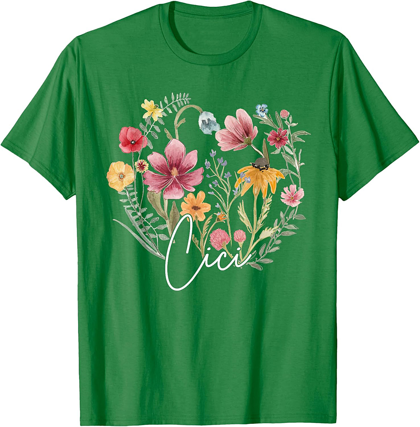 Cici Wildflower Heart T-Shirt Personalized Floral Gift Tee