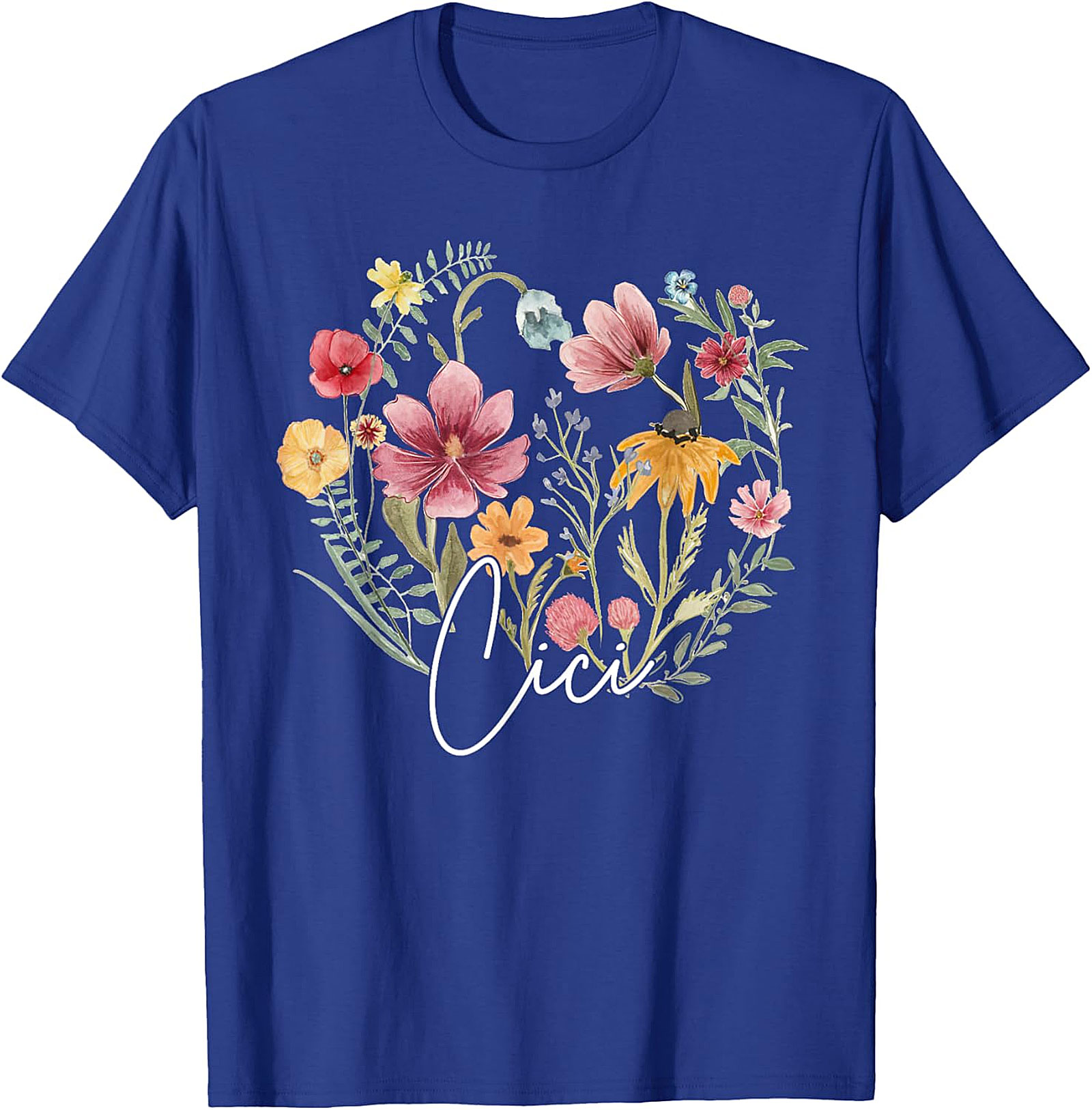 Cici Wildflower Heart T-Shirt Personalized Floral Gift Tee