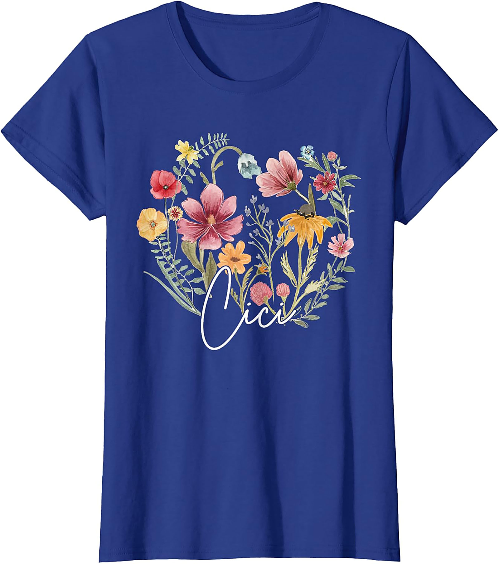 Cici Wildflower Heart T-Shirt Personalized Floral Gift Tee