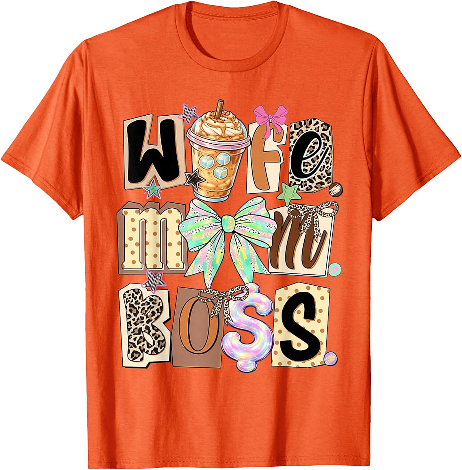 Wife Mom Boss T-shirt | Leopard Print Coffee Graphic Tee