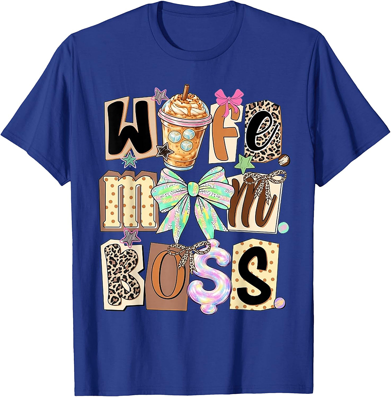 Wife Mom Boss T-shirt | Leopard Print Coffee Graphic Tee