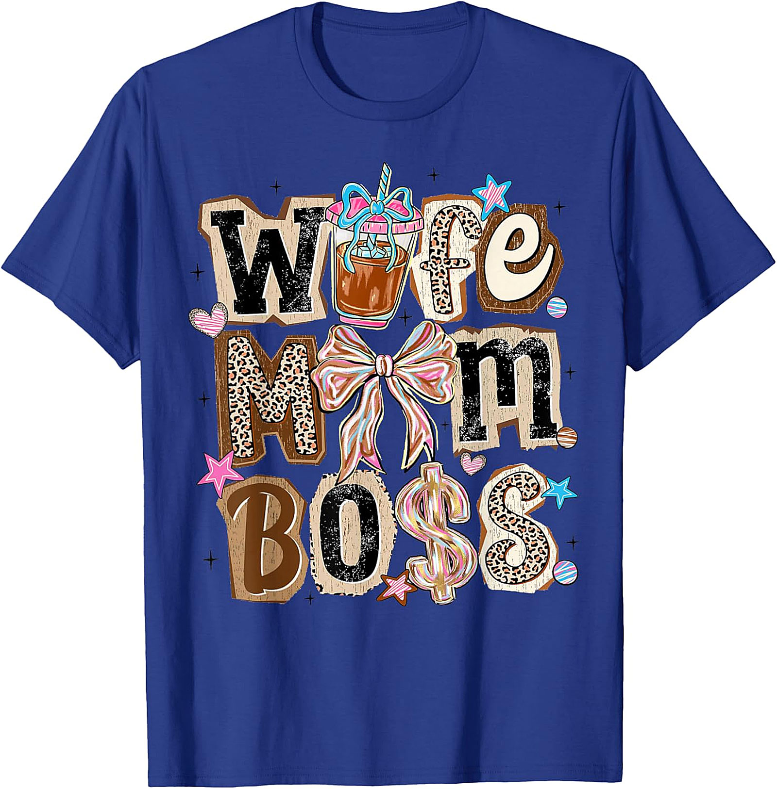 Wife Mom Boss T-shirt | Leopard Print Coffee Graphic Tee