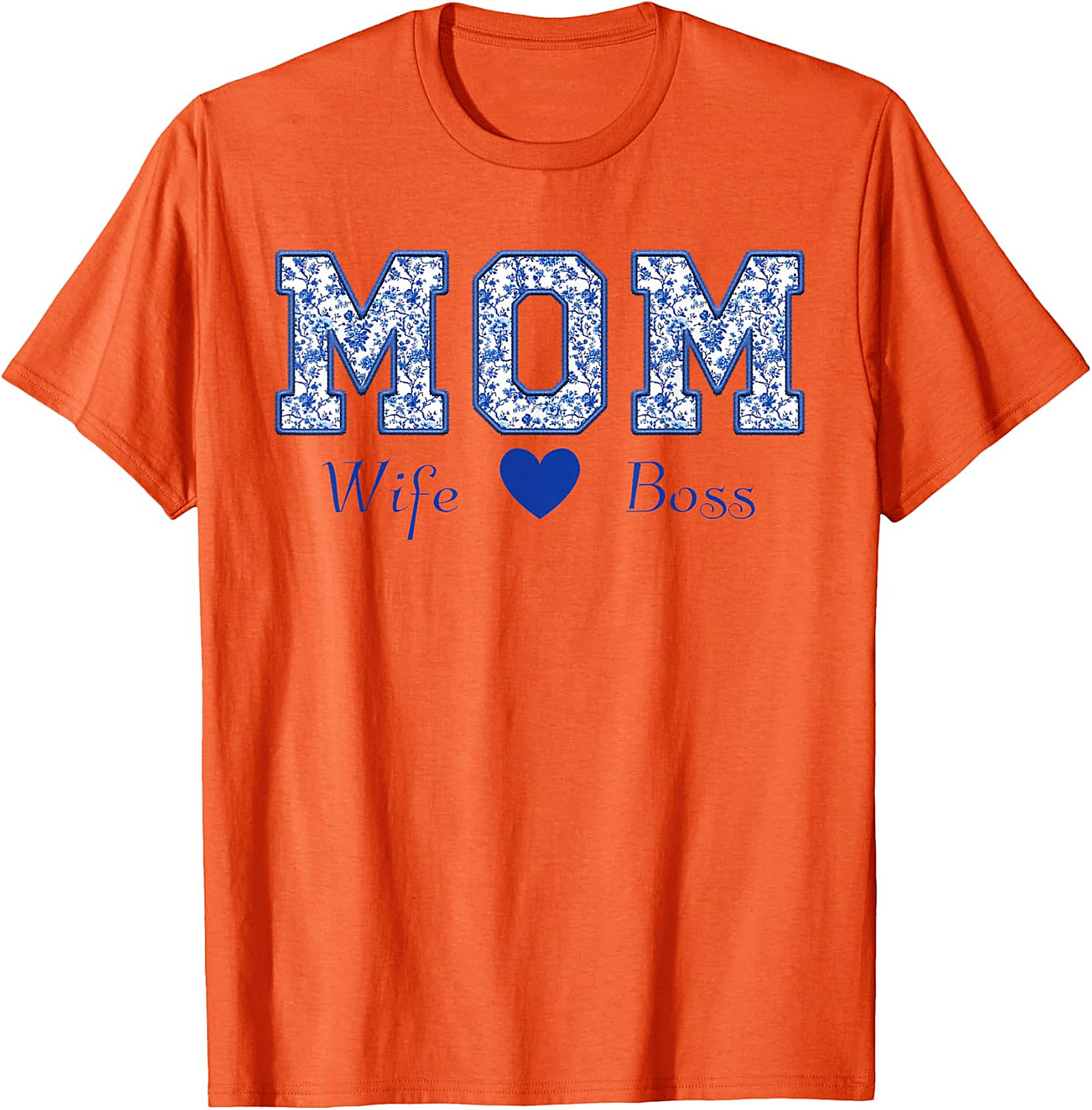 Mom Wife Boss T-Shirt | Blue Floral Graphic Tee
