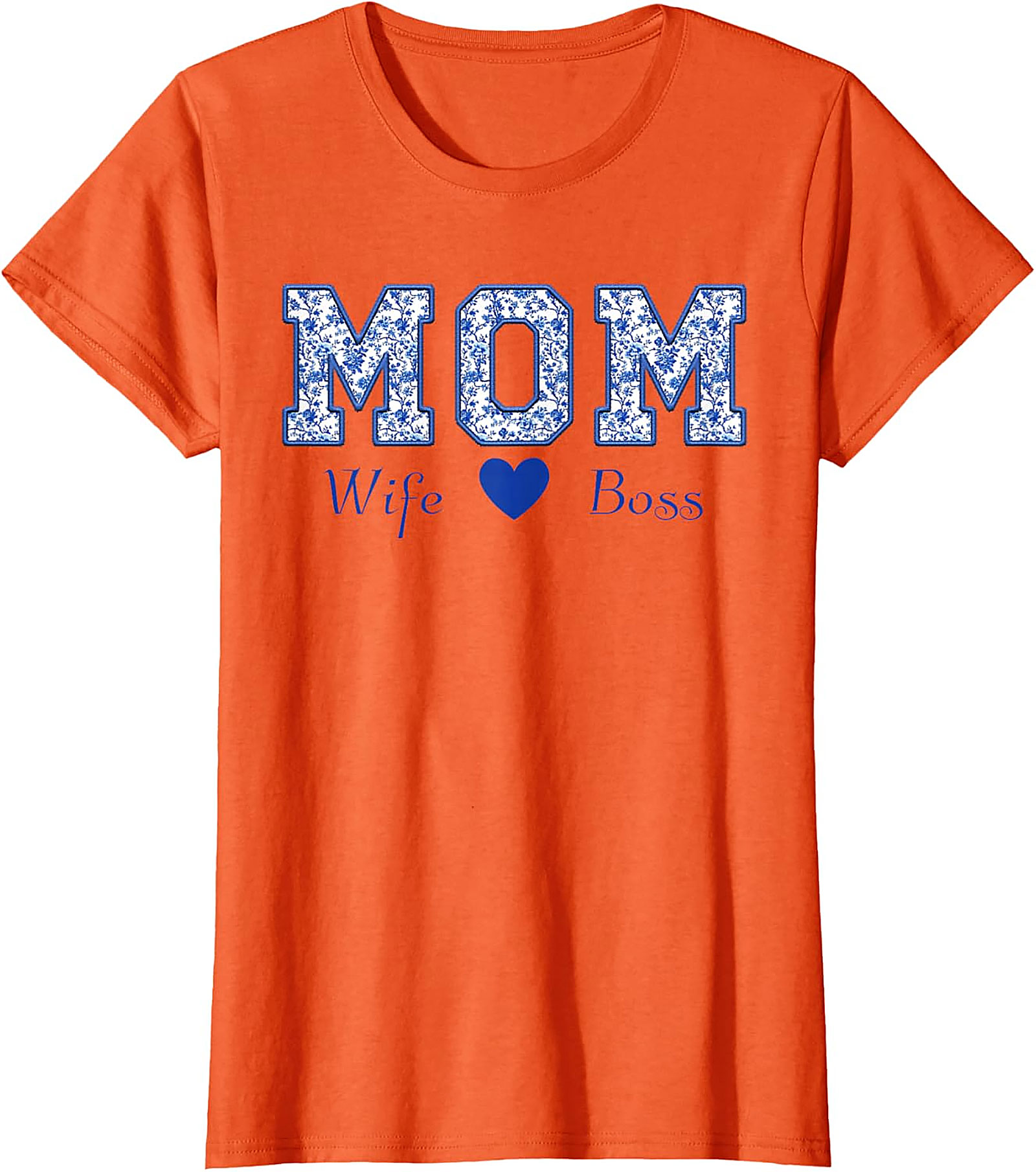Mom Wife Boss T-Shirt | Blue Floral Graphic Tee