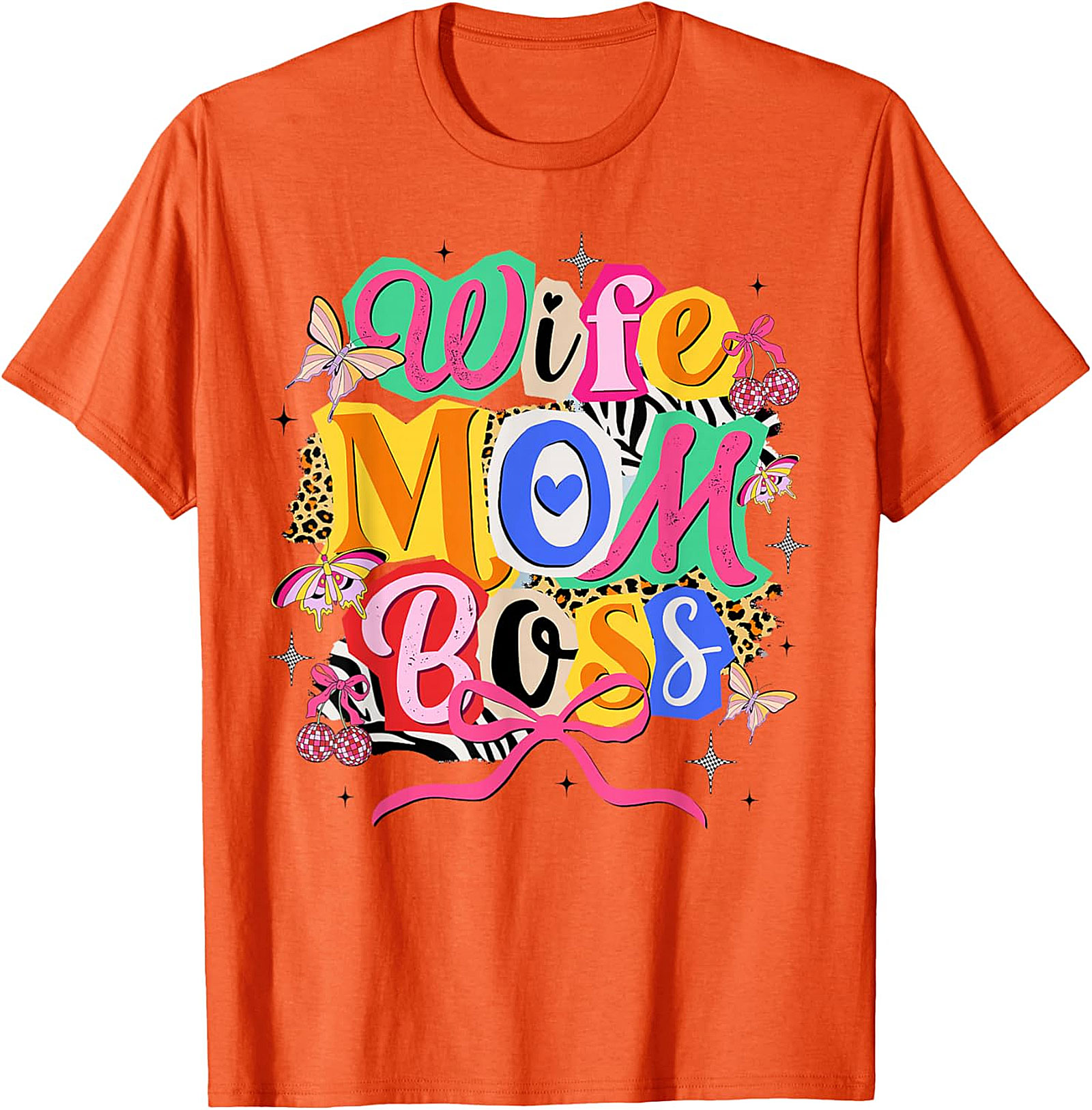 Wife Mom Boss T-shirt | Retro Colorful Graphic Tee for Women