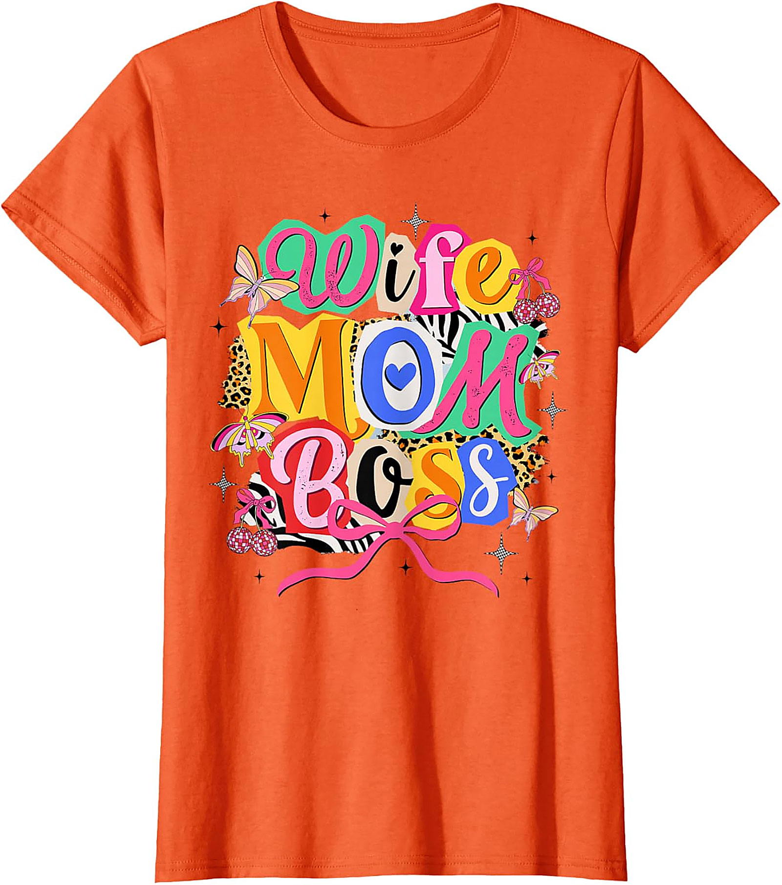 Wife Mom Boss T-shirt | Retro Colorful Graphic Tee for Women