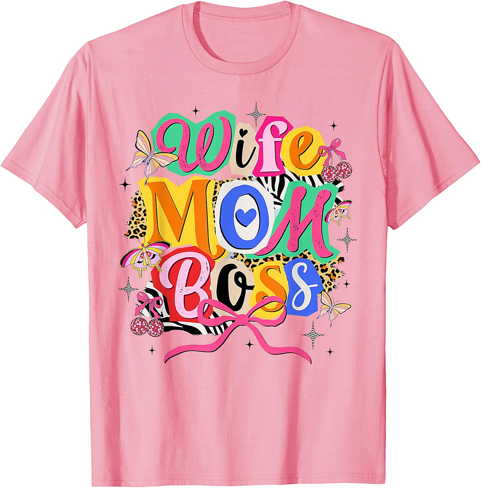 Wife Mom Boss T-shirt | Retro Colorful Graphic Tee for Women