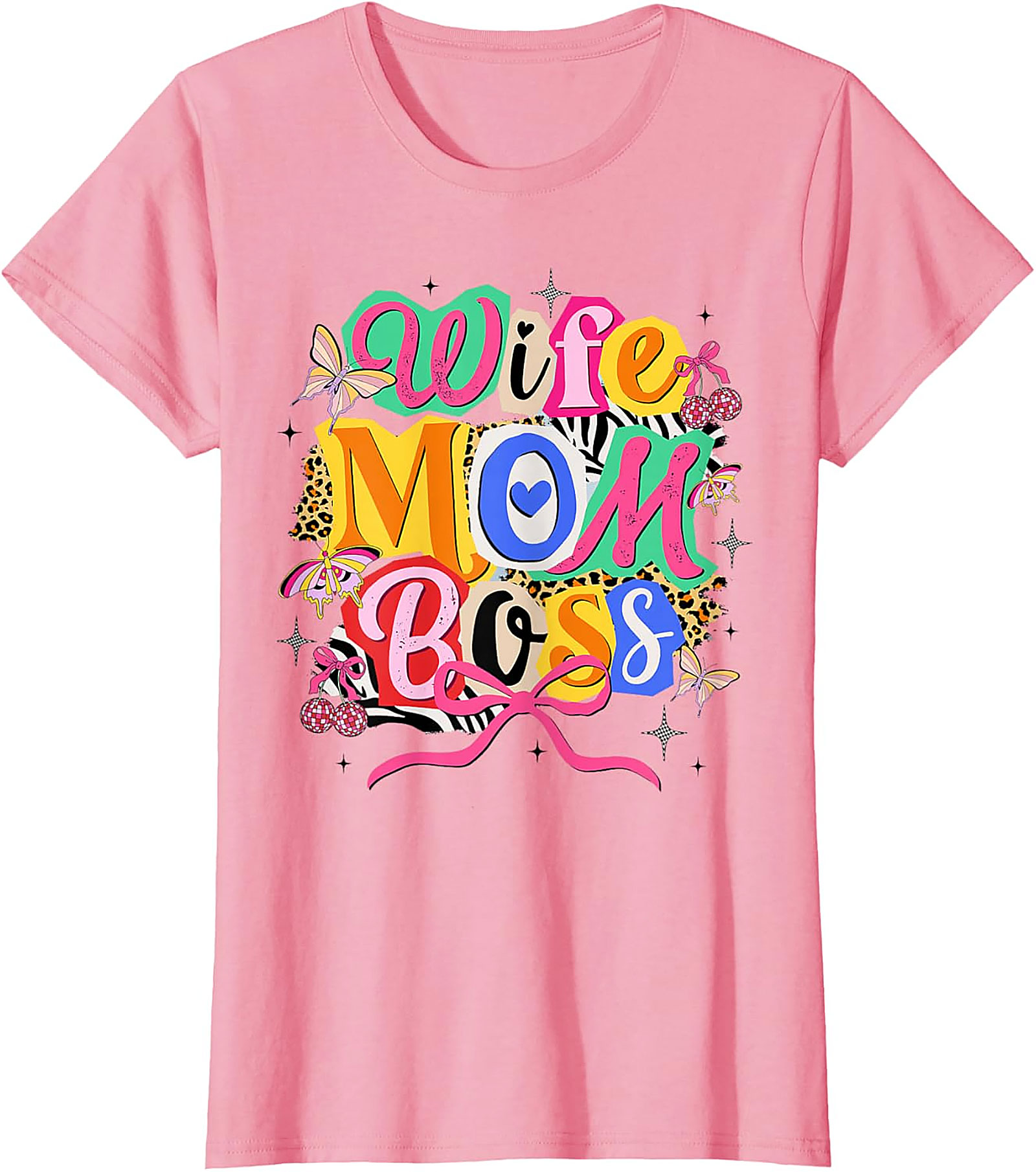 Wife Mom Boss T-shirt | Retro Colorful Graphic Tee for Women