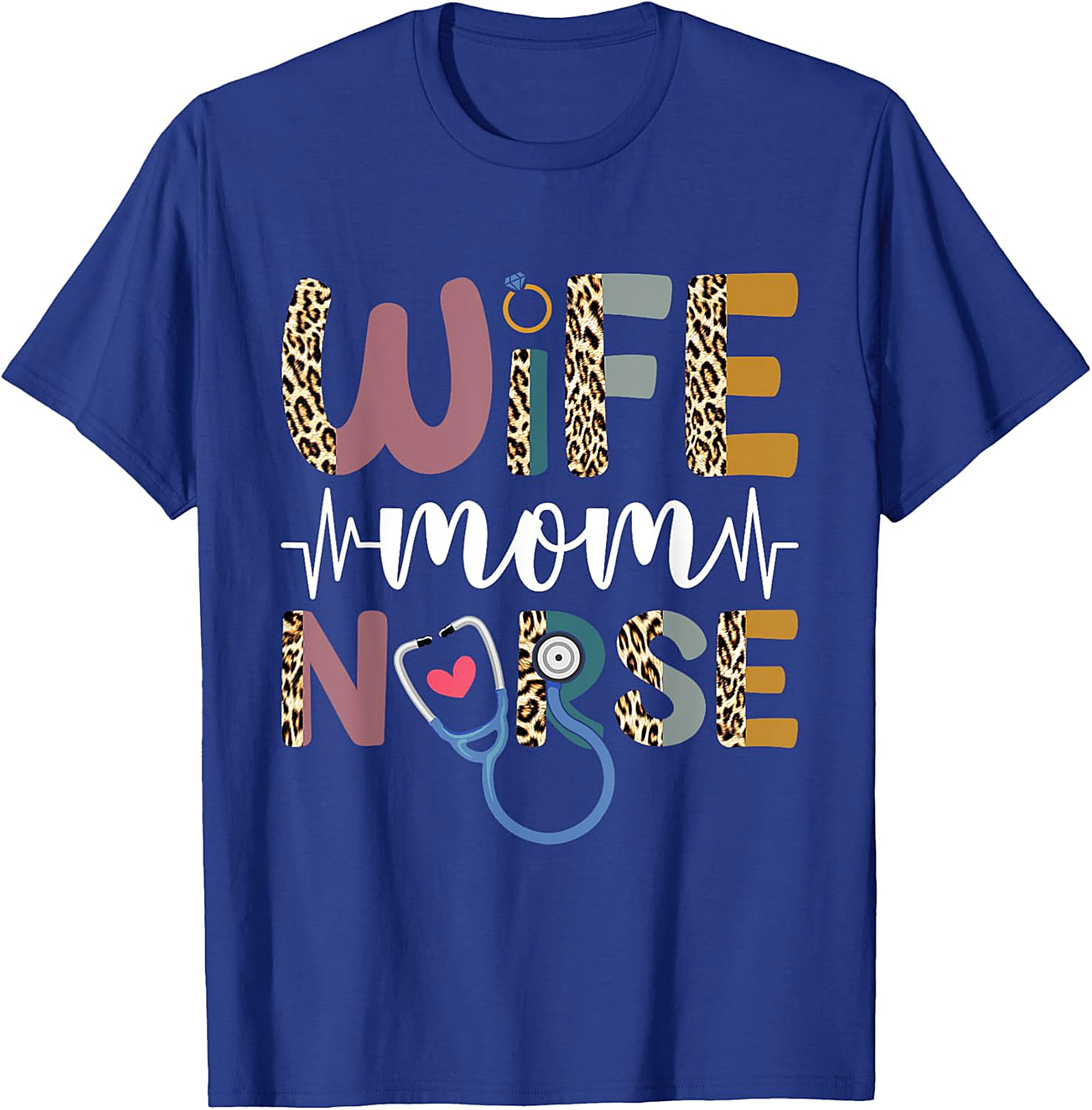 Wife Mom Nurse Leopard T-Shirt | Soft Cotton Nurse Gift