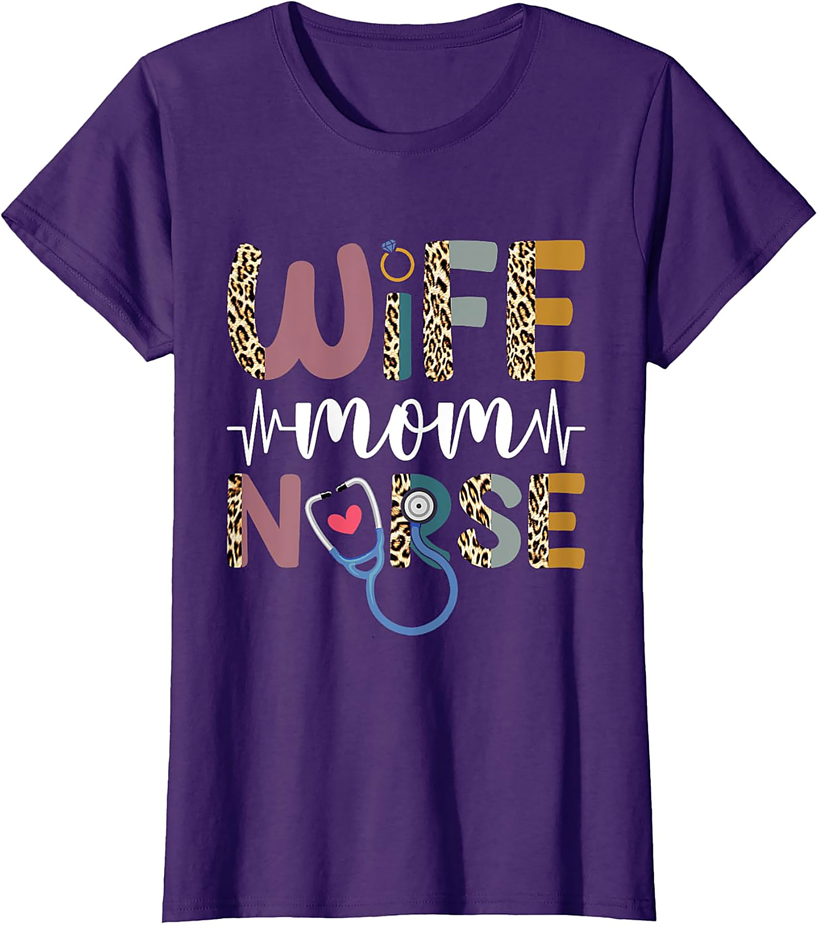 Wife Mom Nurse Leopard T-Shirt | Soft Cotton Nurse Gift