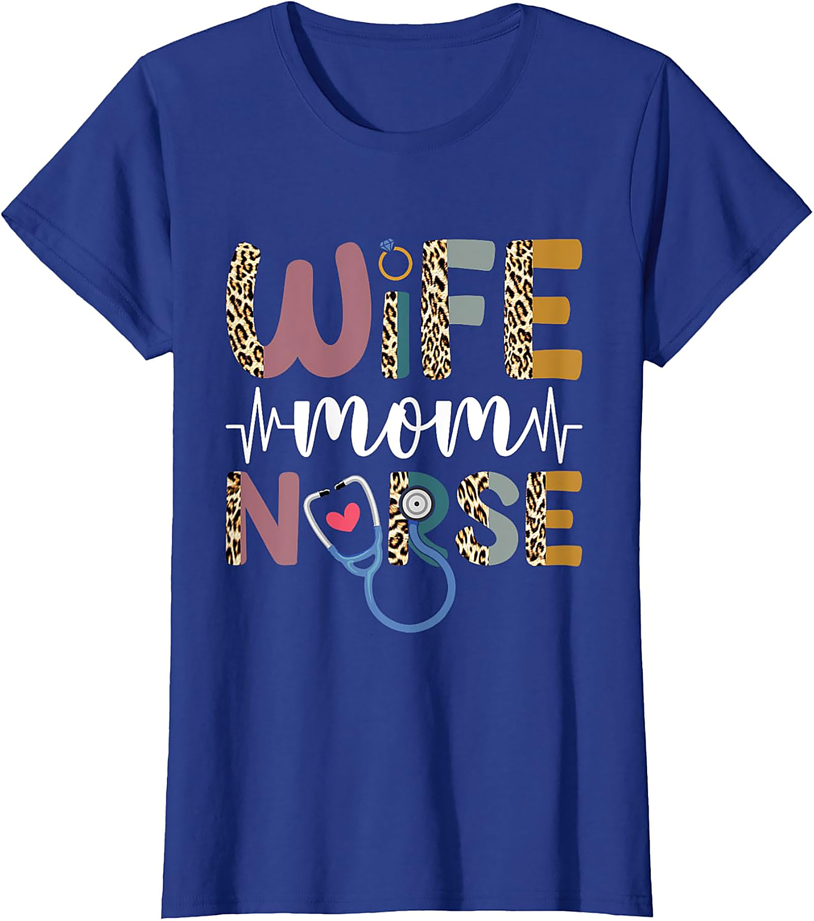 Wife Mom Nurse Leopard T-Shirt | Soft Cotton Nurse Gift