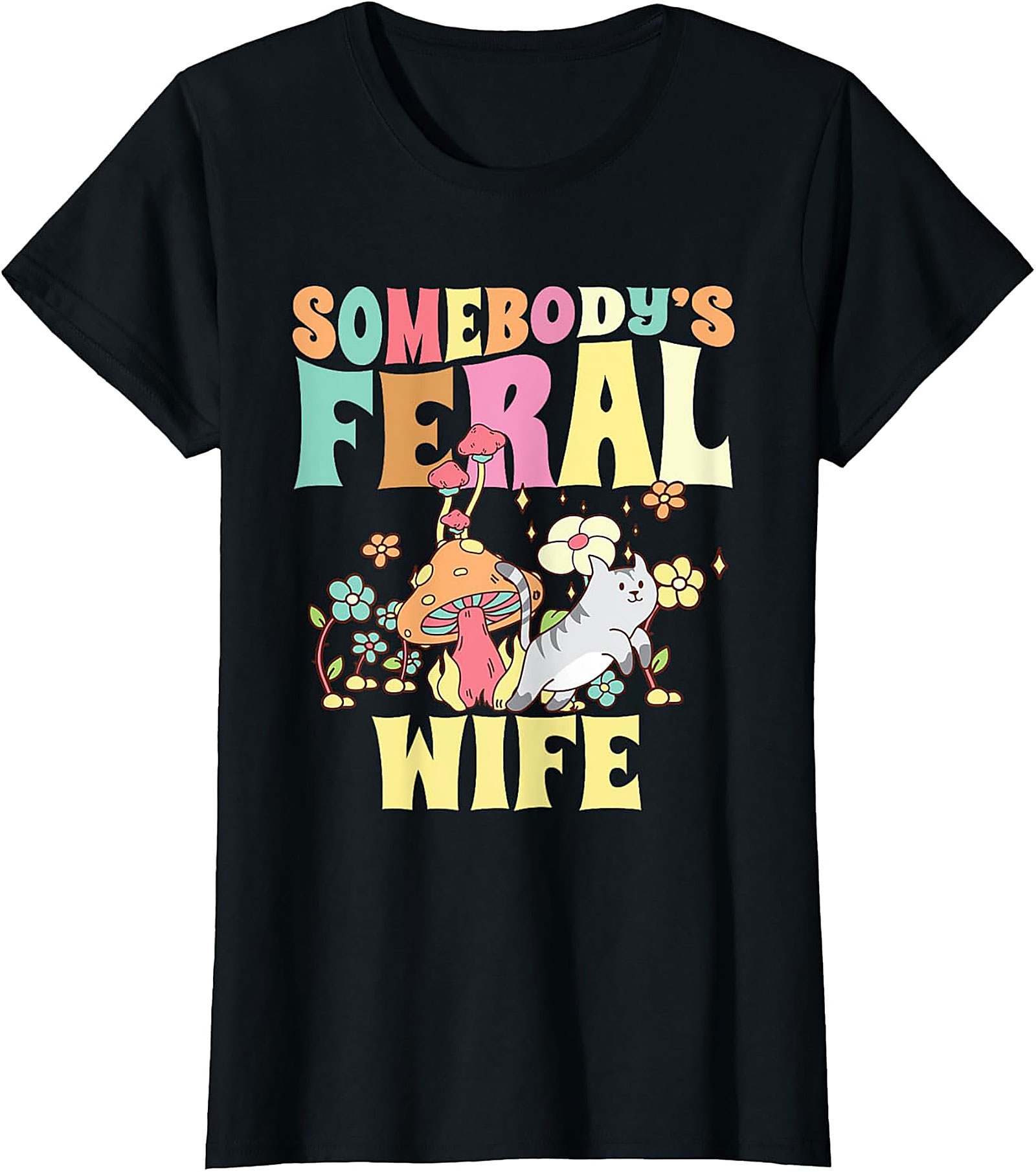 Somebody's Feral Wife T-shirt | Retro Cat Graphic Tee