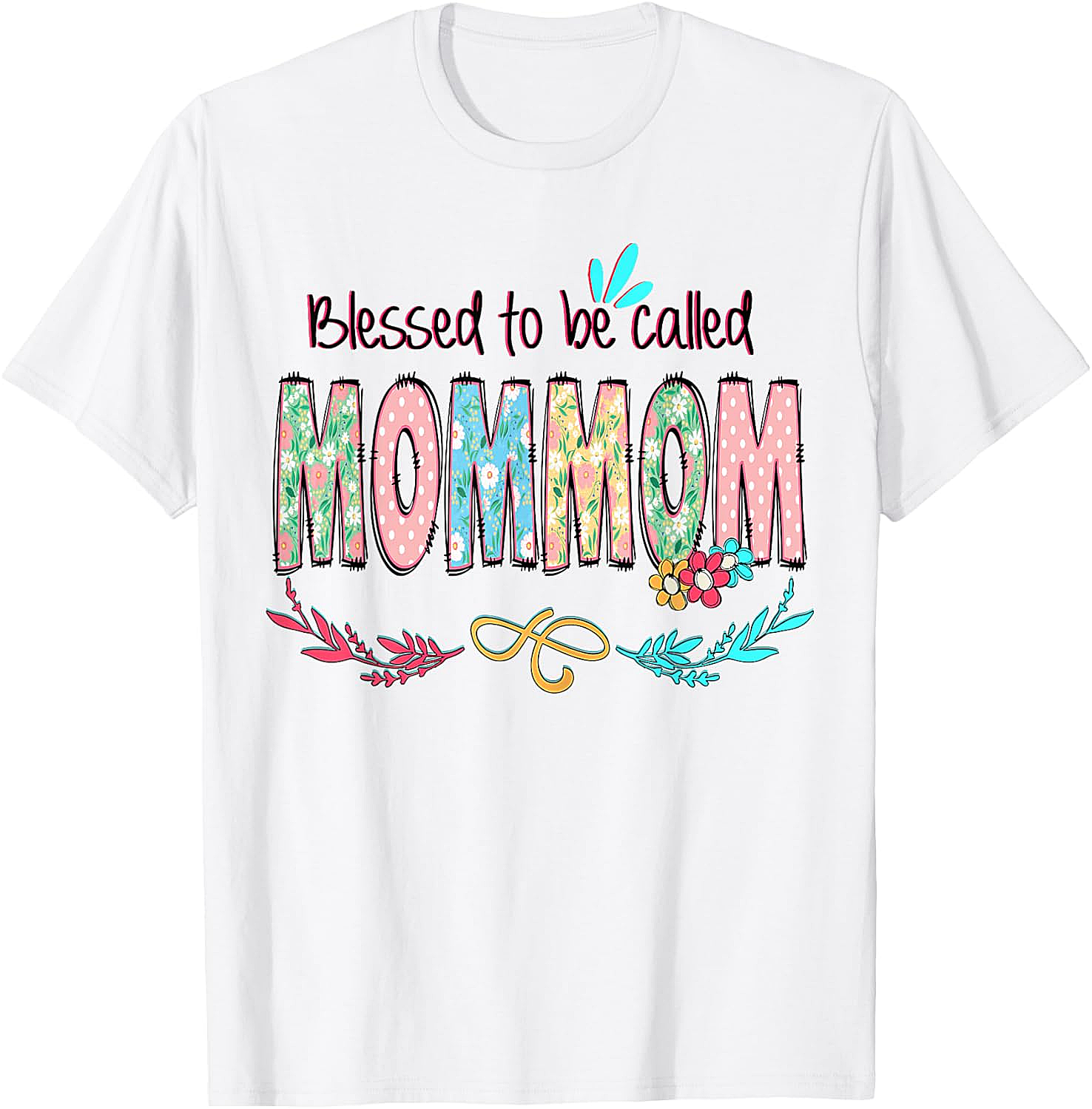 Blessed MomMom T-shirt Floral Grandmother Graphic Tee
