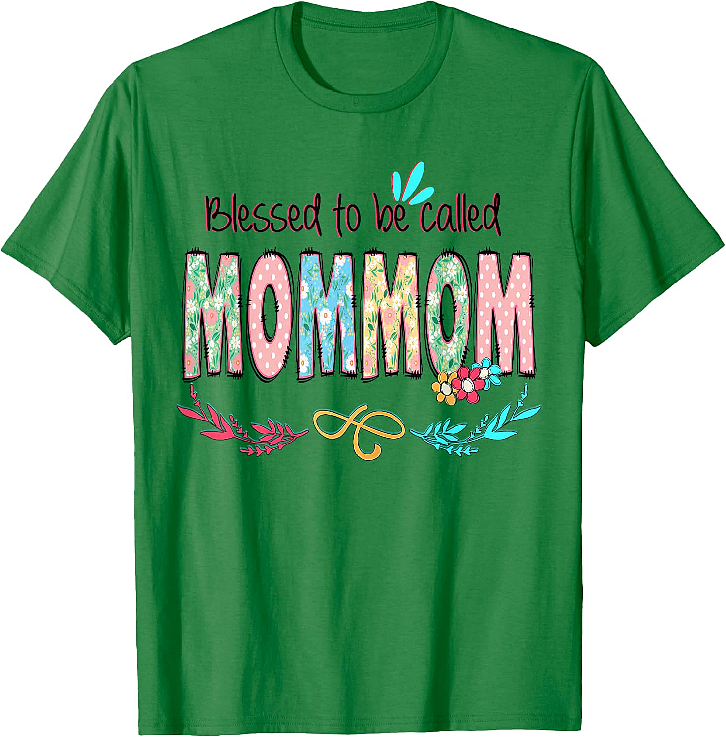 Blessed MomMom T-shirt Floral Grandmother Graphic Tee