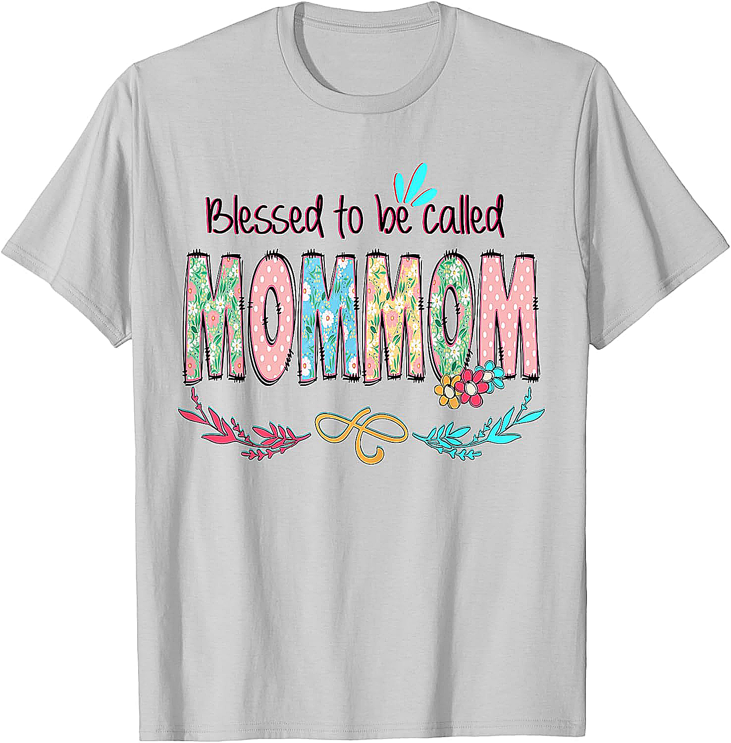 Blessed MomMom T-shirt Floral Grandmother Graphic Tee