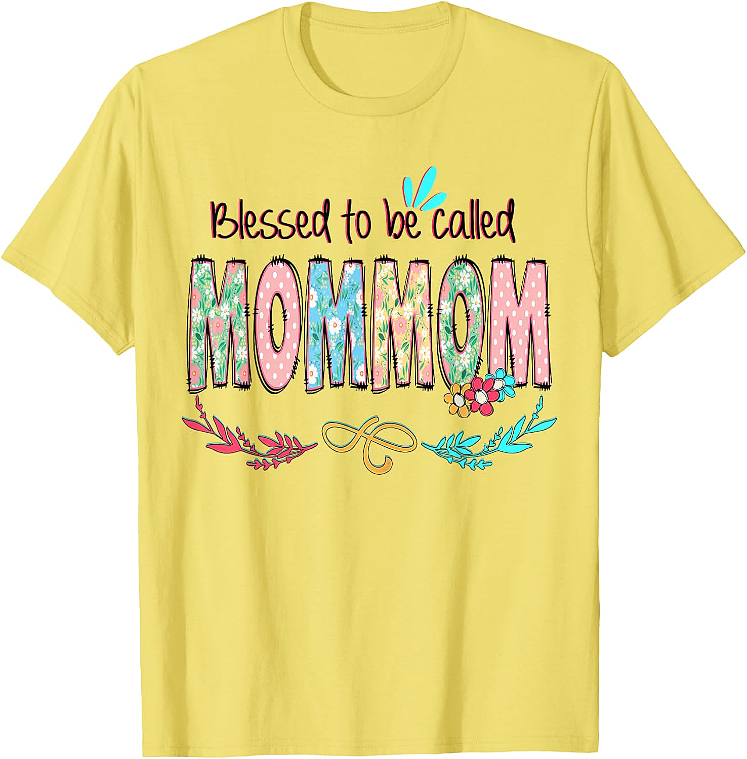 Blessed MomMom T-shirt Floral Grandmother Graphic Tee
