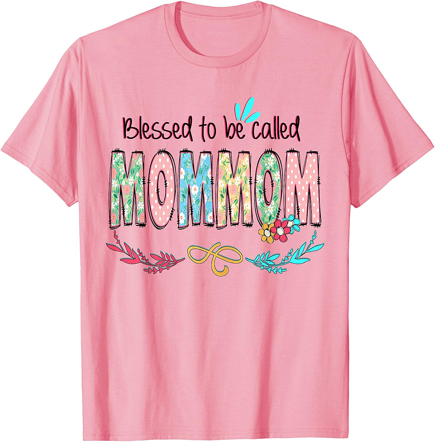 Blessed MomMom T-shirt Floral Grandmother Graphic Tee