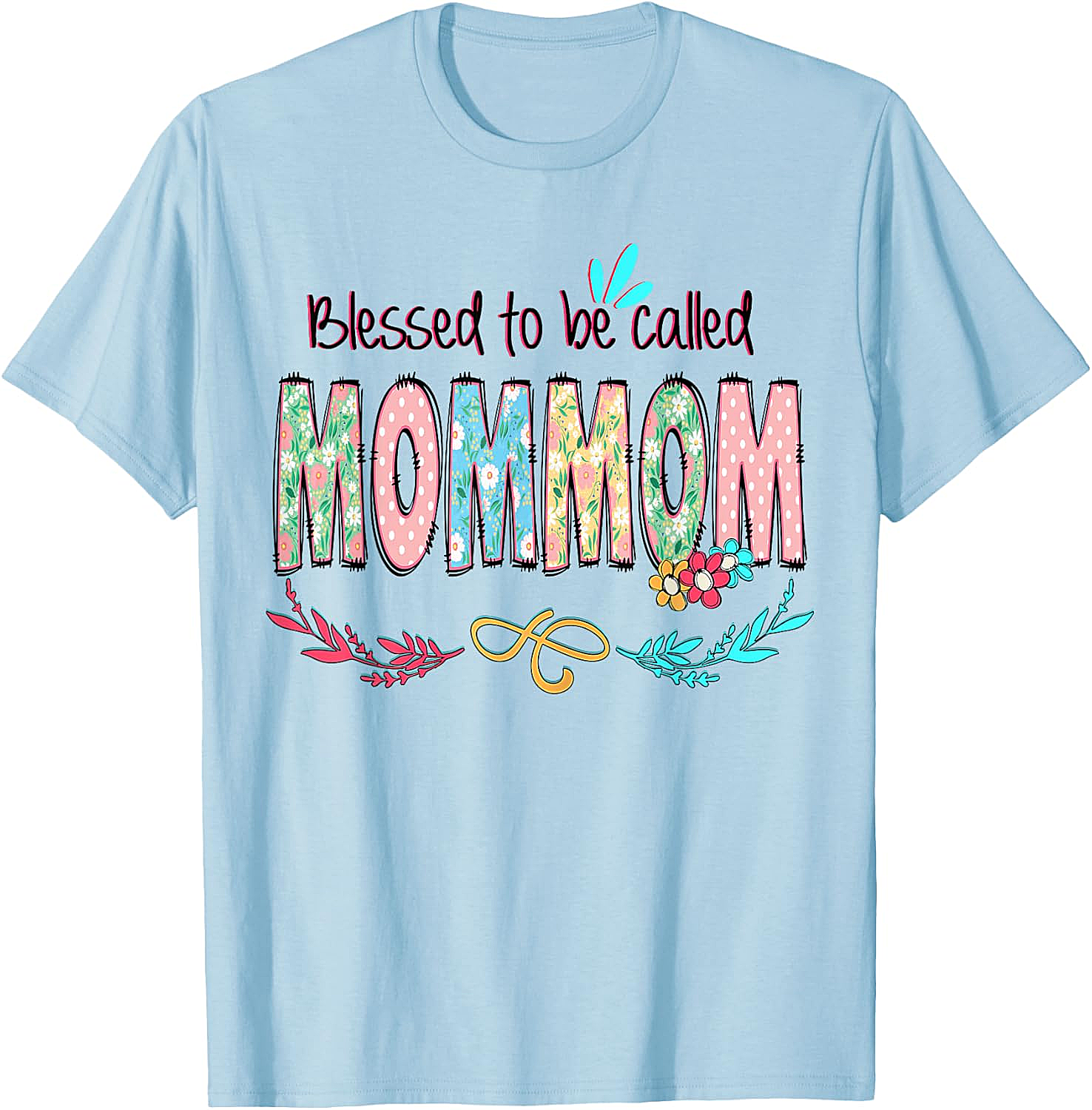 Blessed MomMom T-shirt Floral Grandmother Graphic Tee