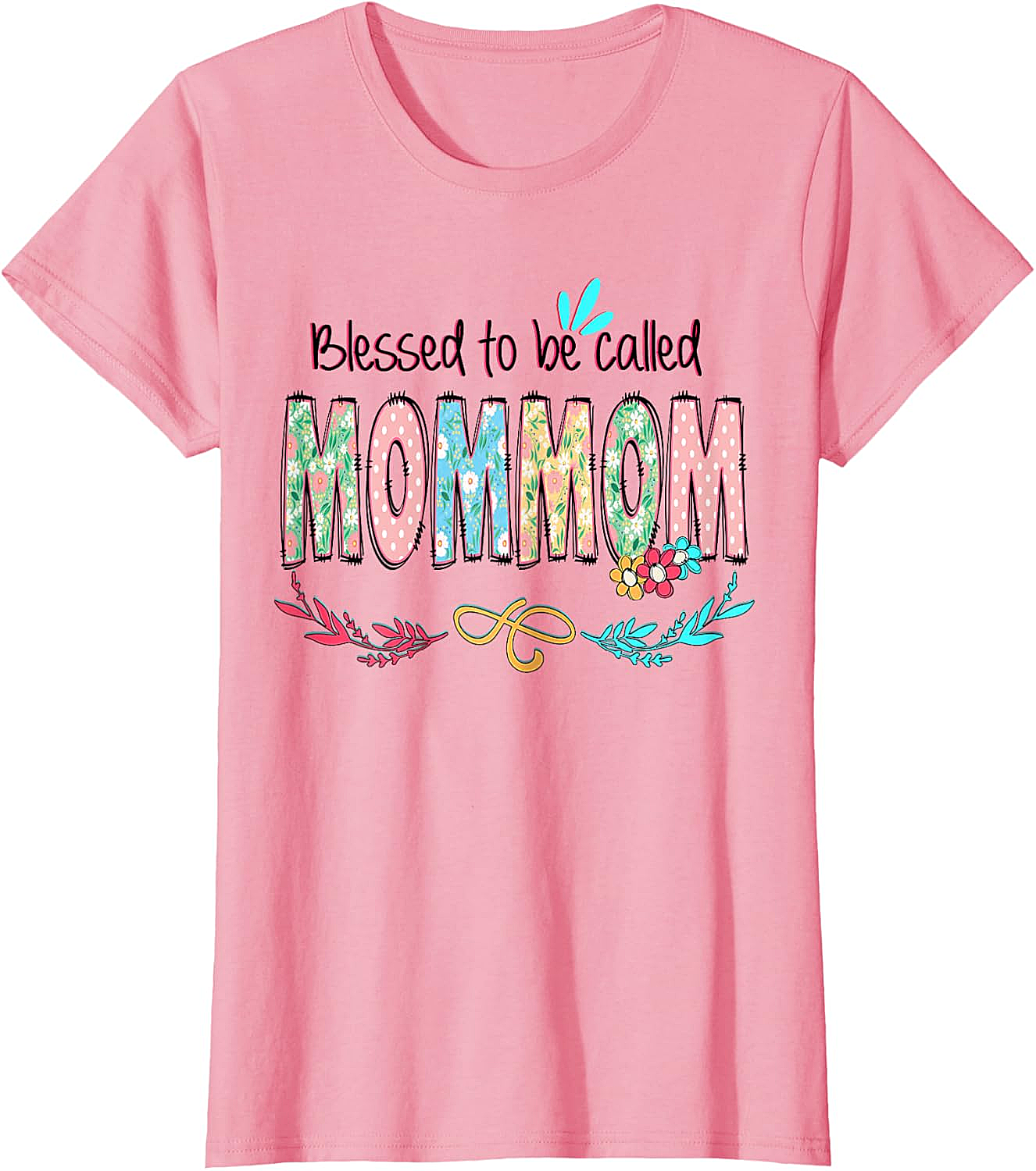 Blessed MomMom T-shirt Floral Grandmother Graphic Tee
