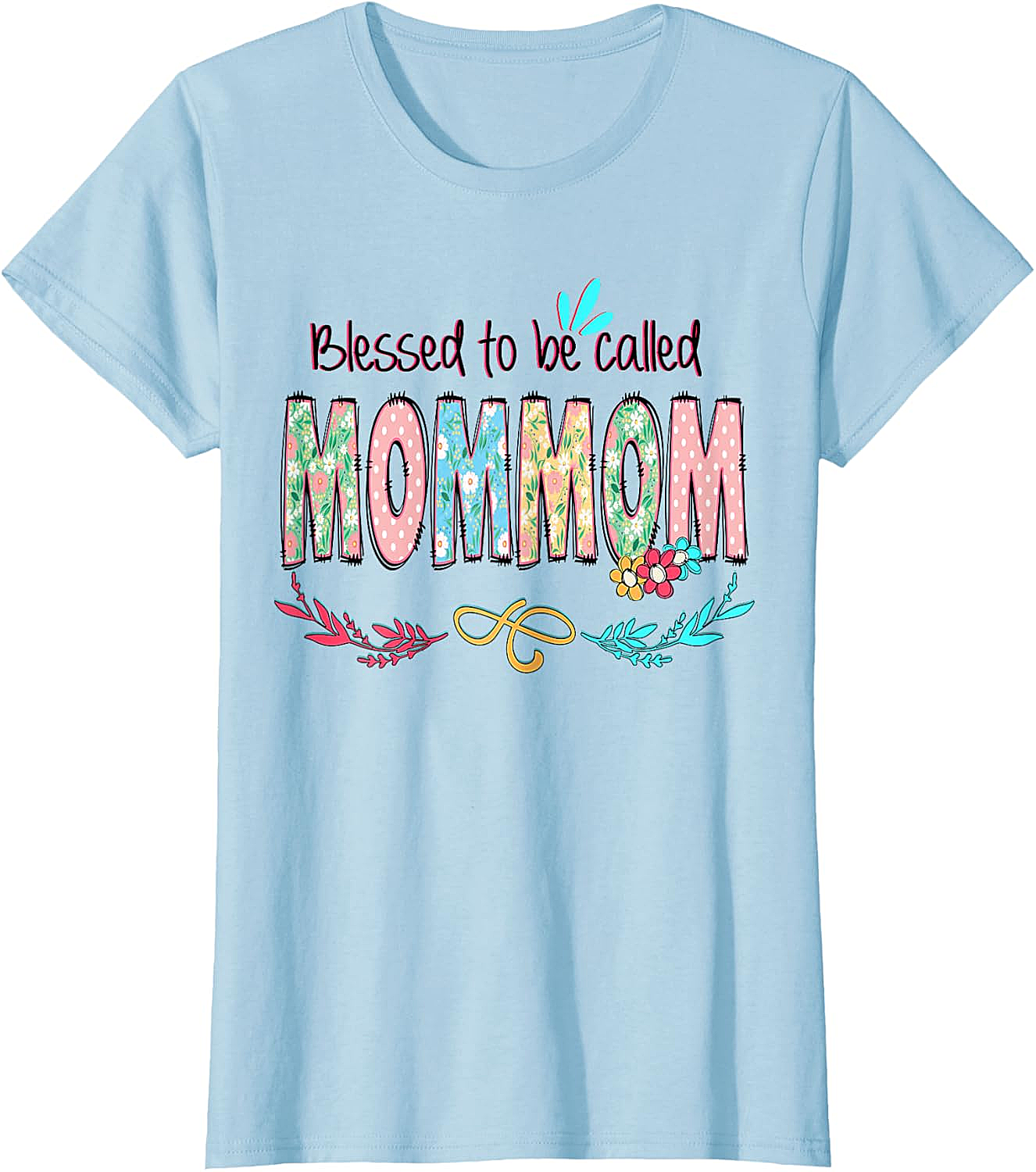 Blessed MomMom T-shirt Floral Grandmother Graphic Tee