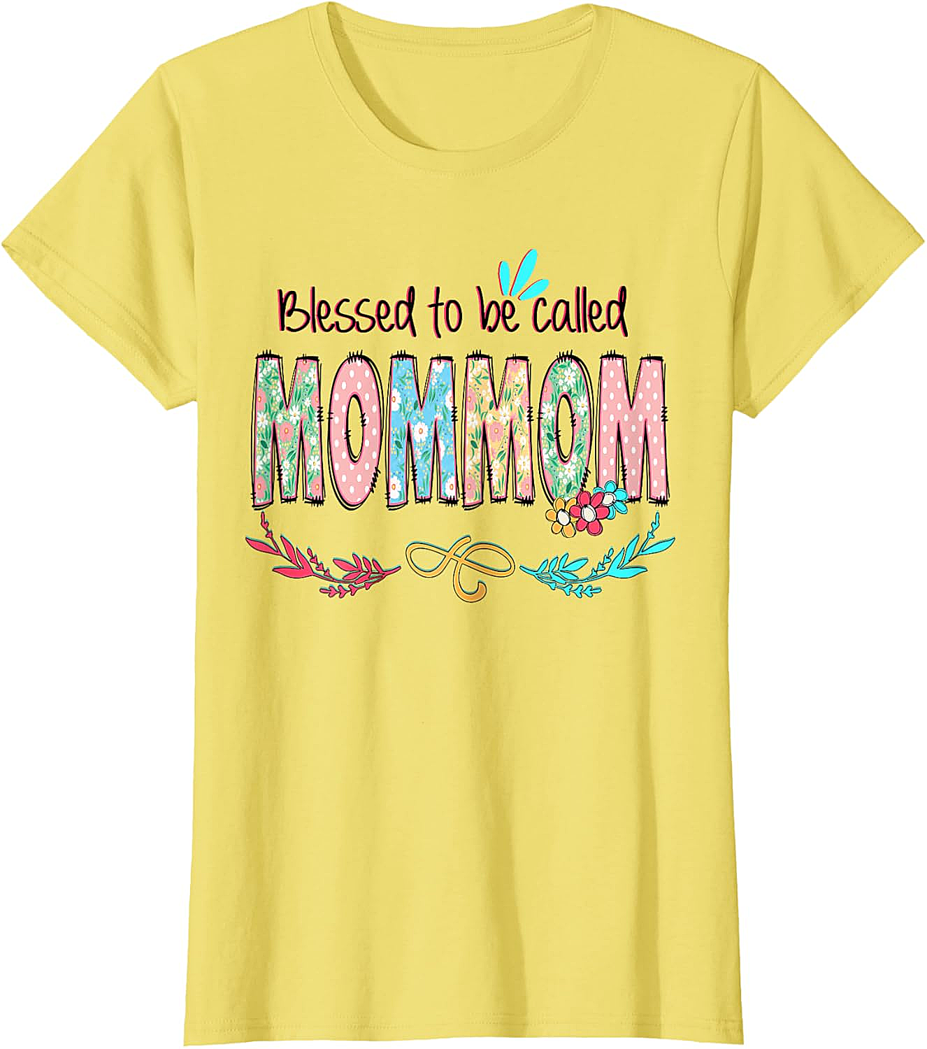 Blessed MomMom T-shirt Floral Grandmother Graphic Tee