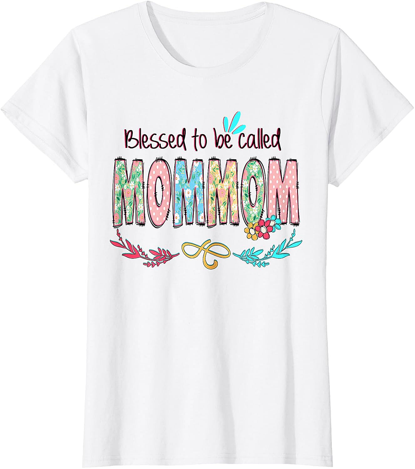 Blessed MomMom T-shirt Floral Grandmother Graphic Tee