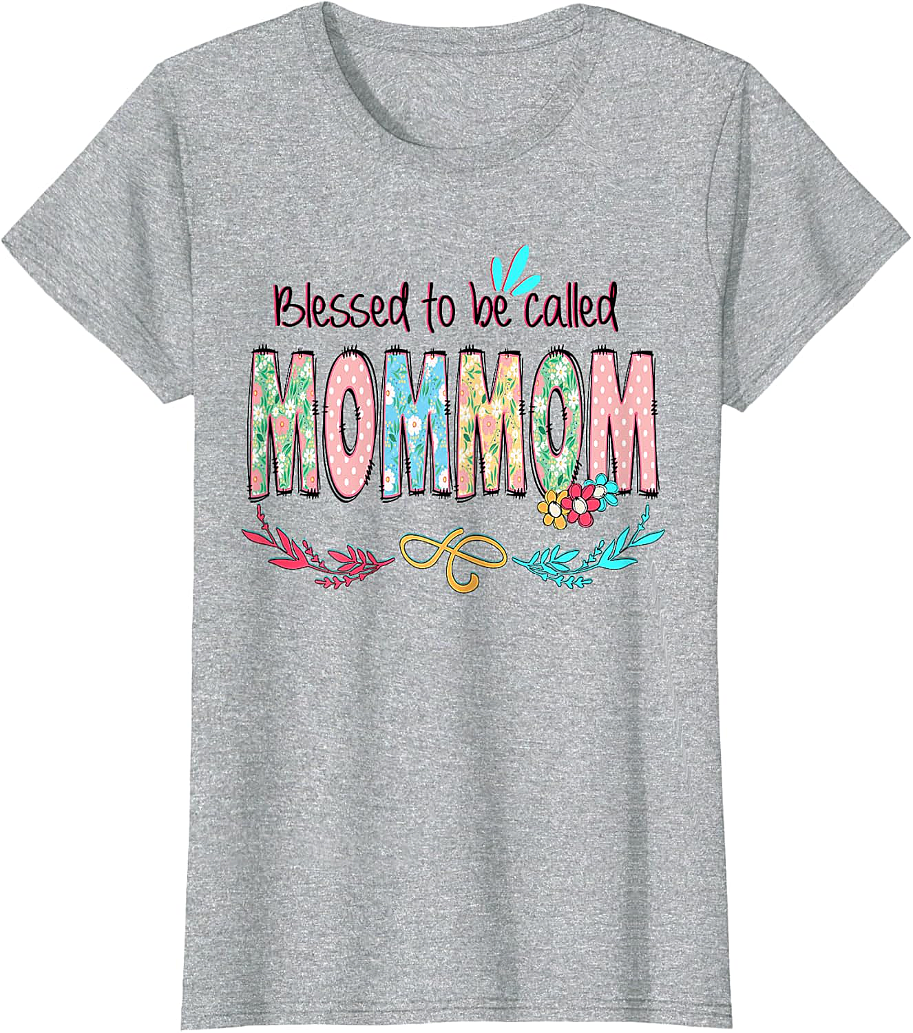 Blessed MomMom T-shirt Floral Grandmother Graphic Tee