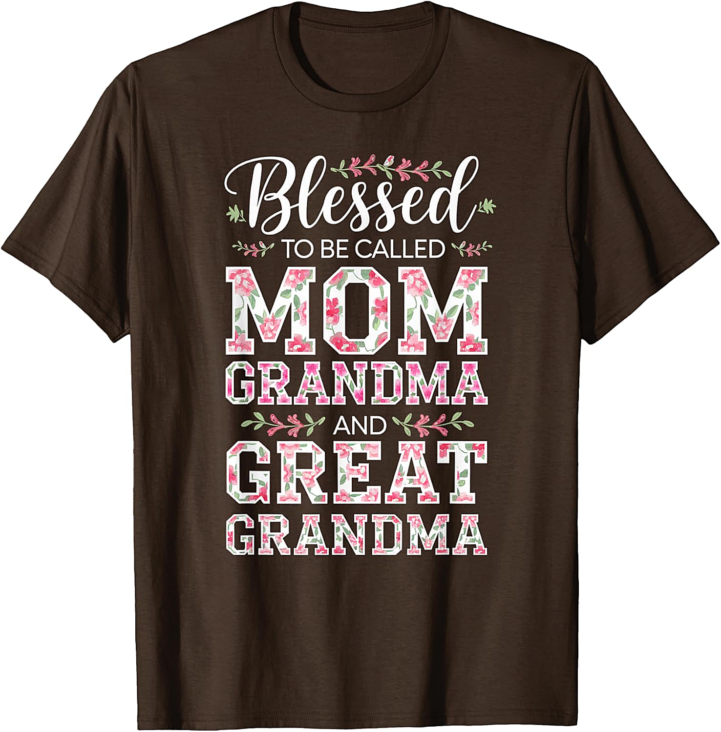  Blessed Mom Grandma Great Grandma T-Shirt Floral Gift Tee
