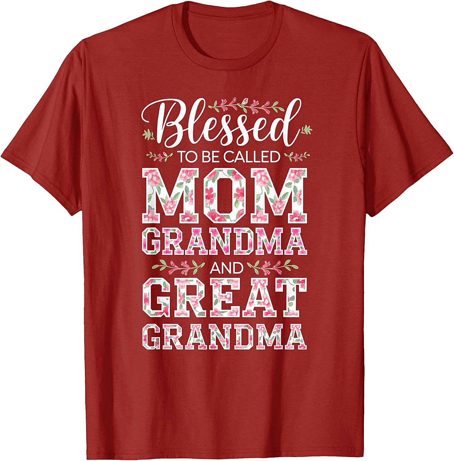  Blessed Mom Grandma Great Grandma T-Shirt Floral Gift Tee