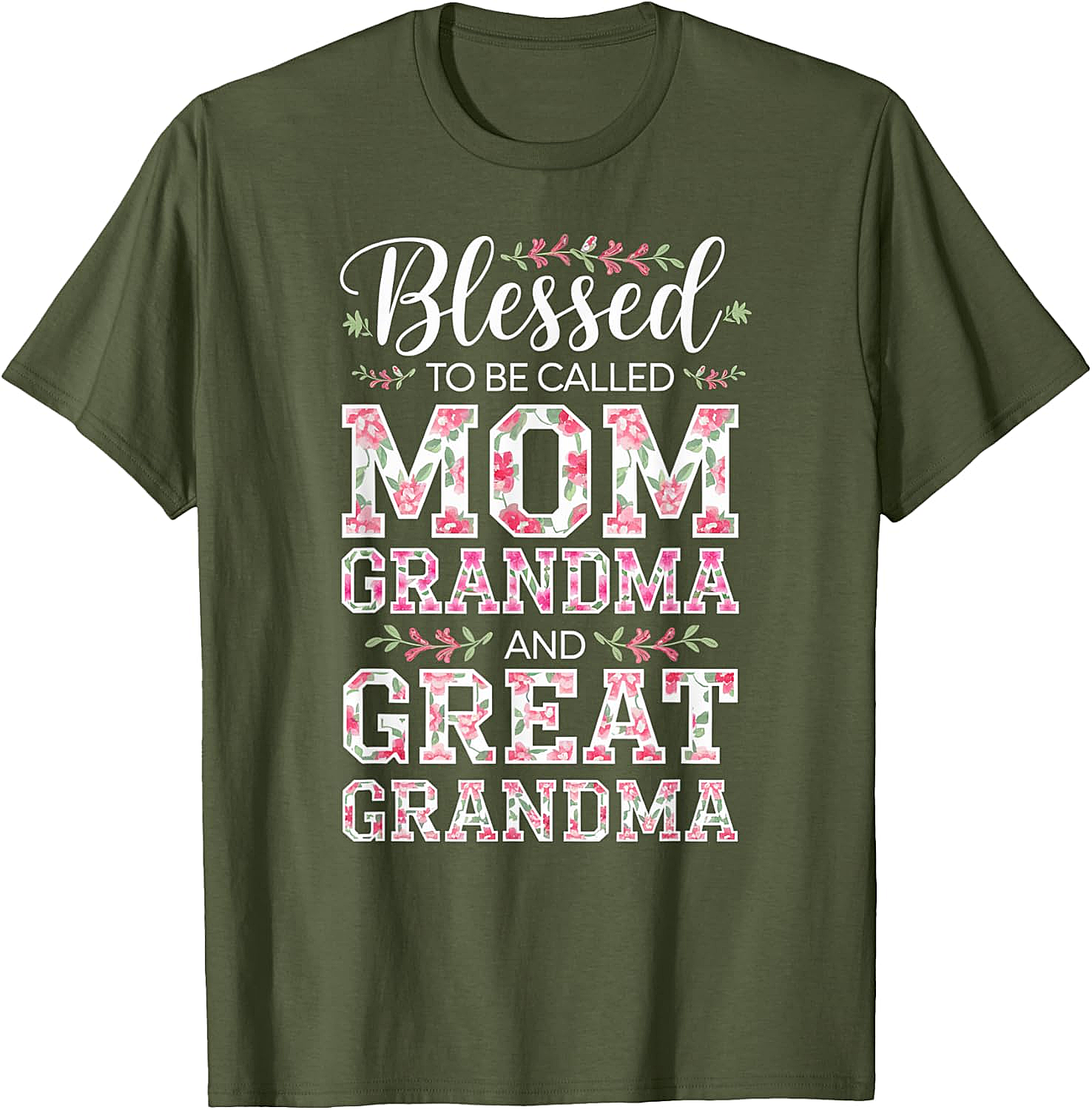  Blessed Mom Grandma Great Grandma T-Shirt Floral Gift Tee