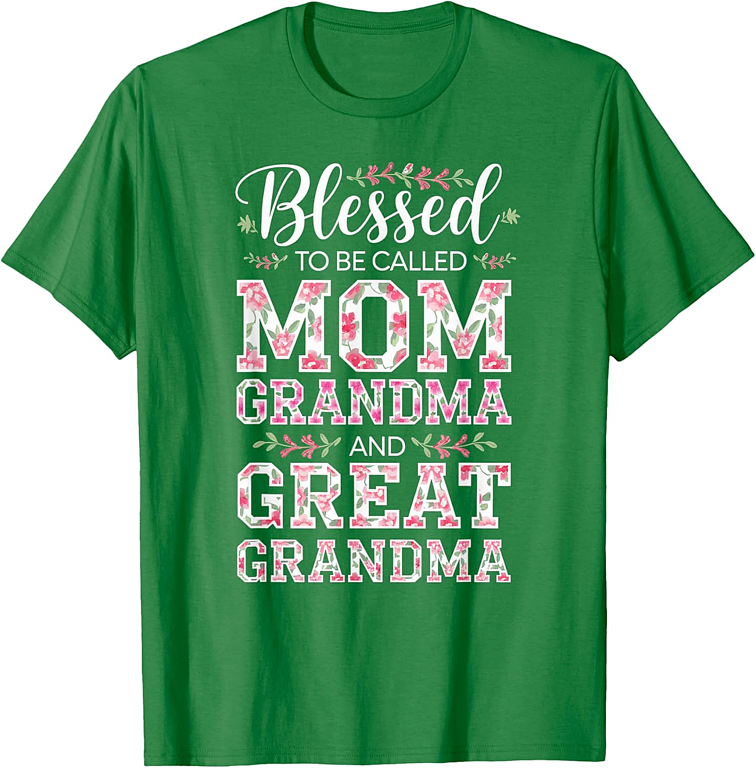  Blessed Mom Grandma Great Grandma T-Shirt Floral Gift Tee