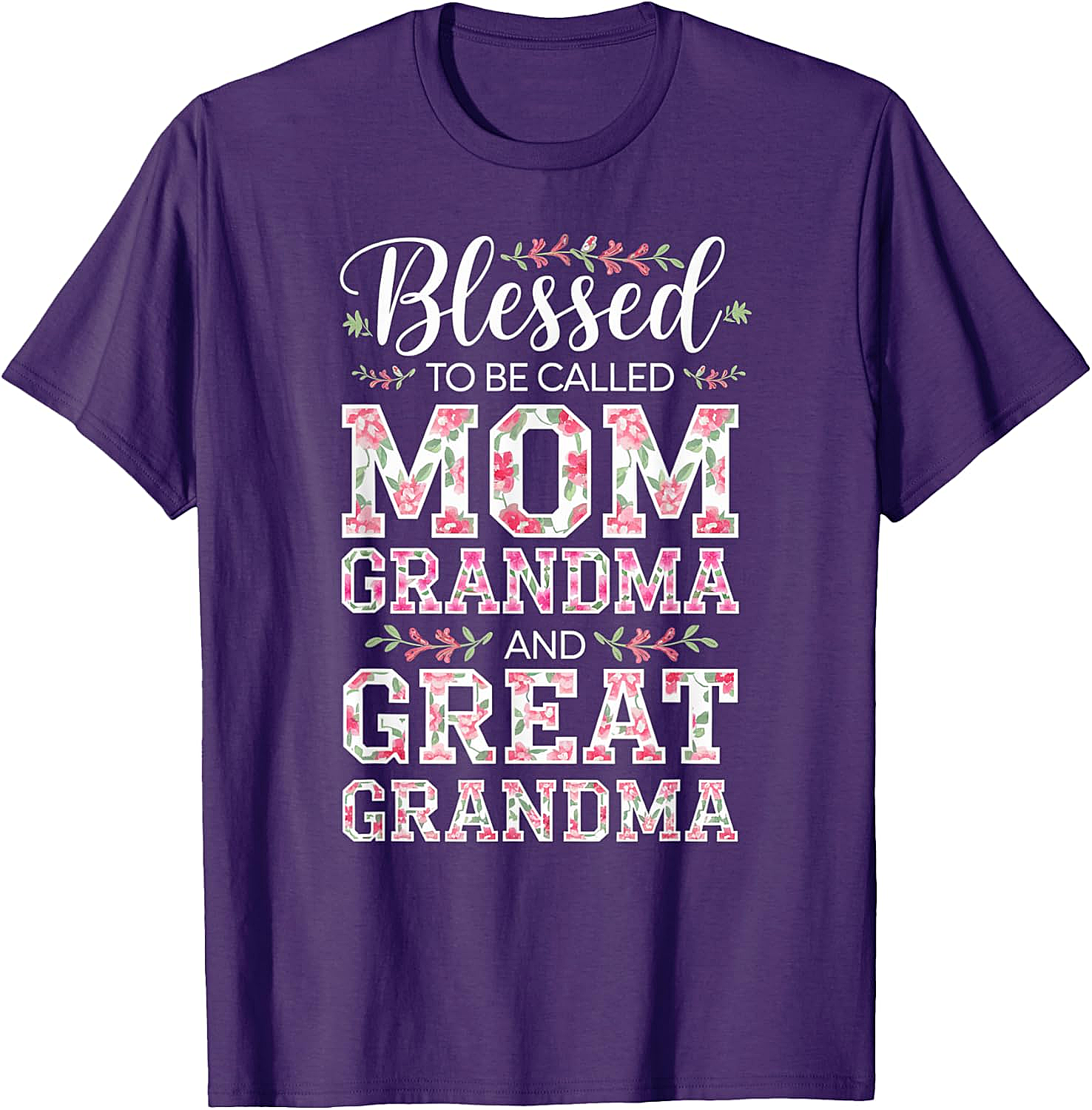  Blessed Mom Grandma Great Grandma T-Shirt Floral Gift Tee