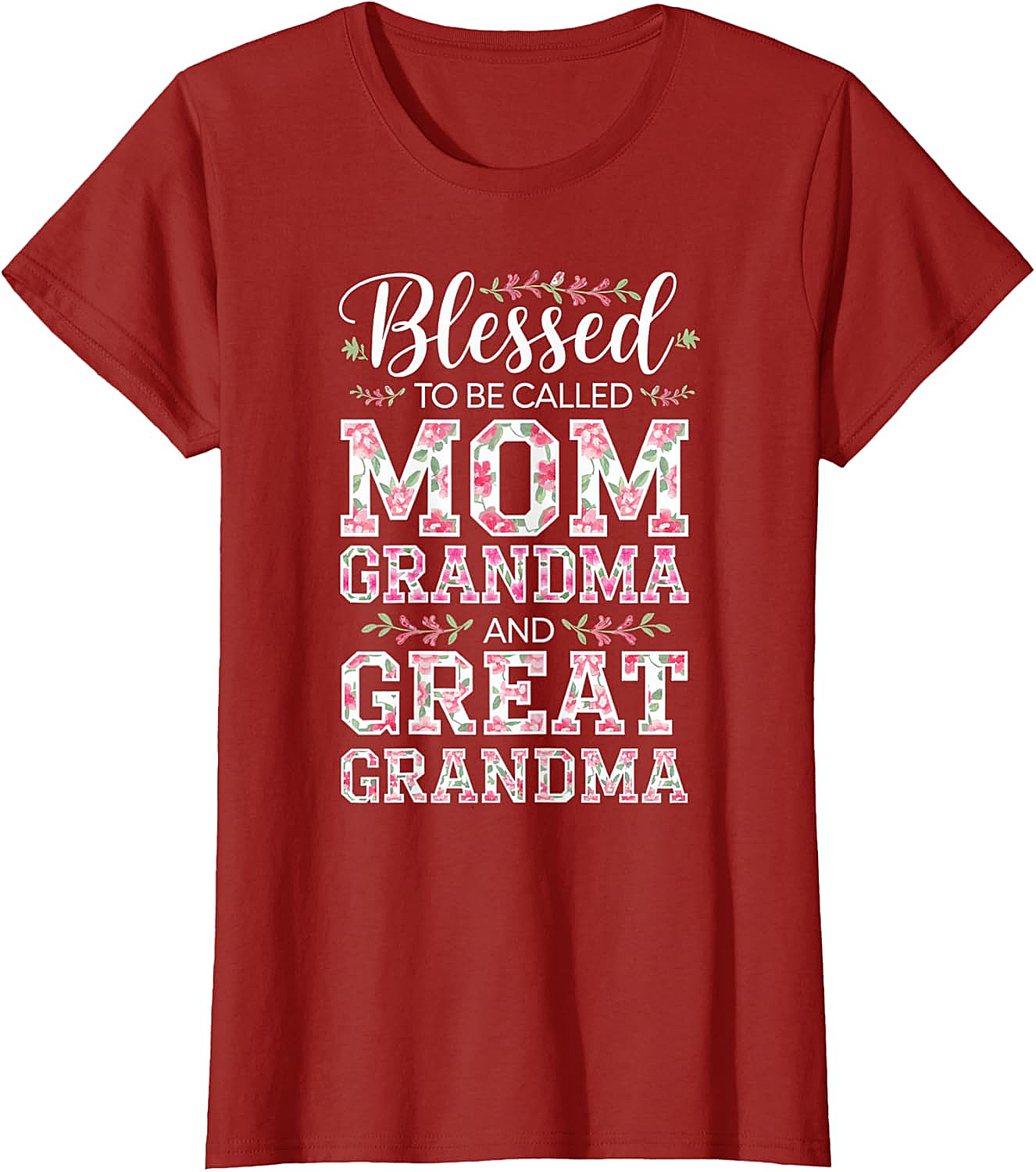  Blessed Mom Grandma Great Grandma T-Shirt Floral Gift Tee