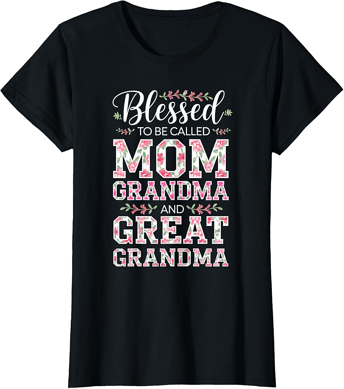  Blessed Mom Grandma Great Grandma T-Shirt Floral Gift Tee