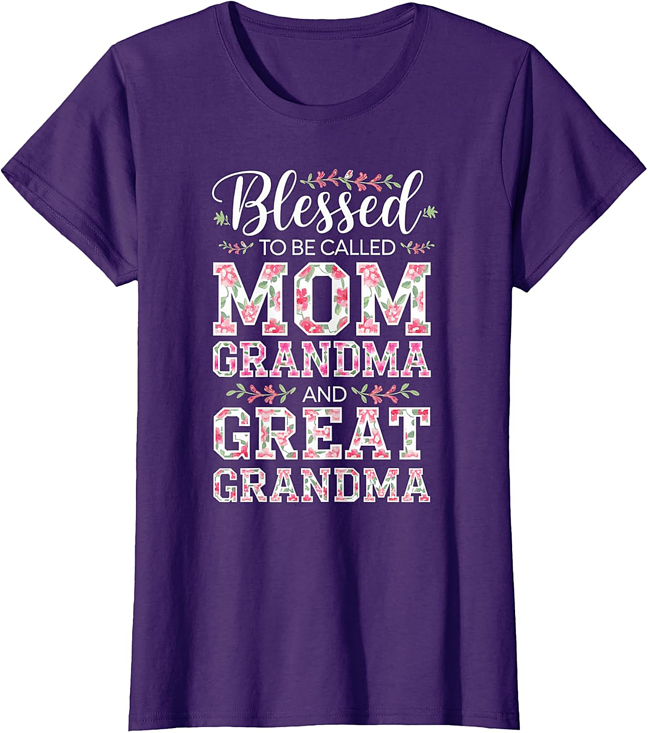  Blessed Mom Grandma Great Grandma T-Shirt Floral Gift Tee